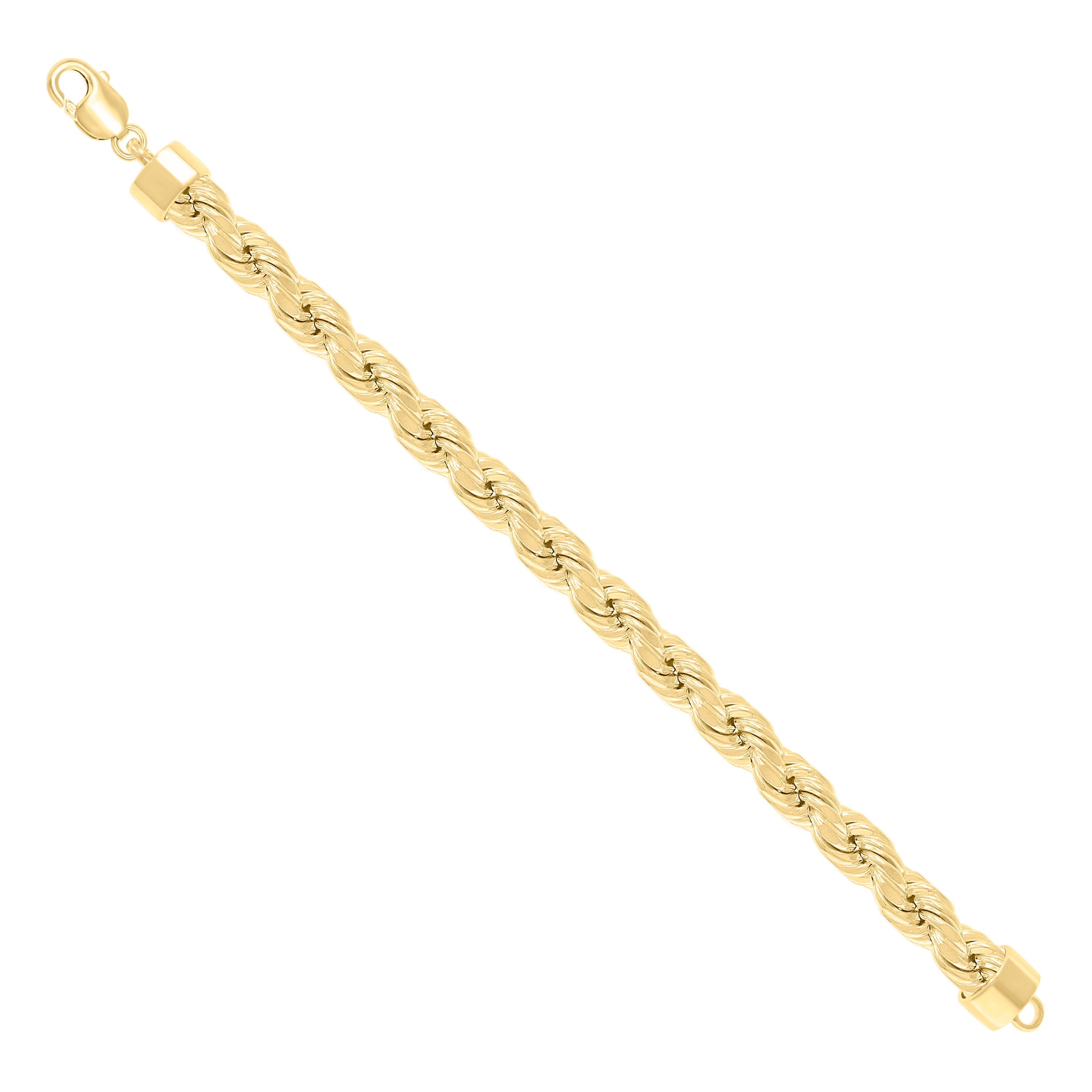 925 Sterling Silver Hollow Rope Chain Yellow 060 3mm