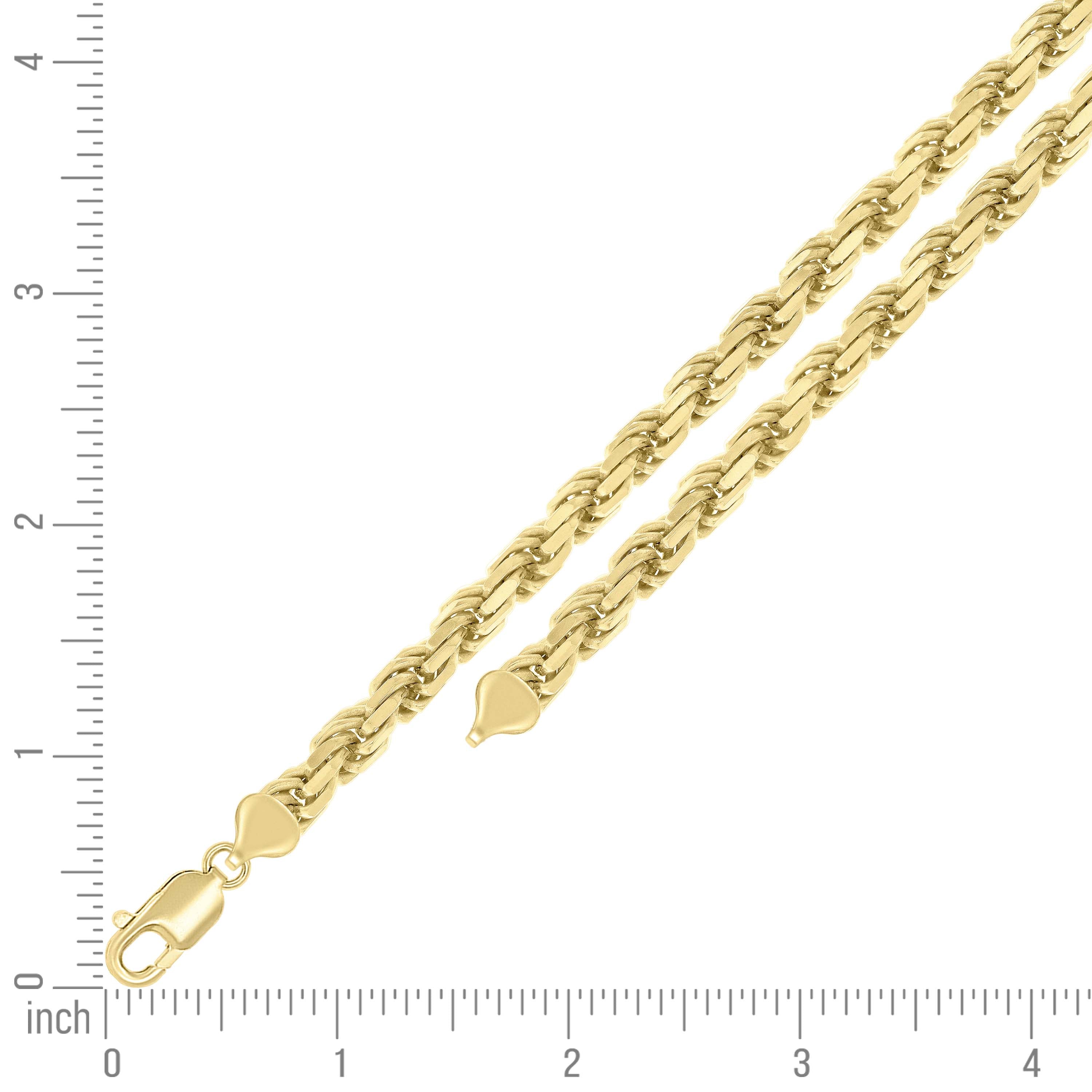 925 Sterling Silver Hollow Rope Chain Yellow 060 3mm