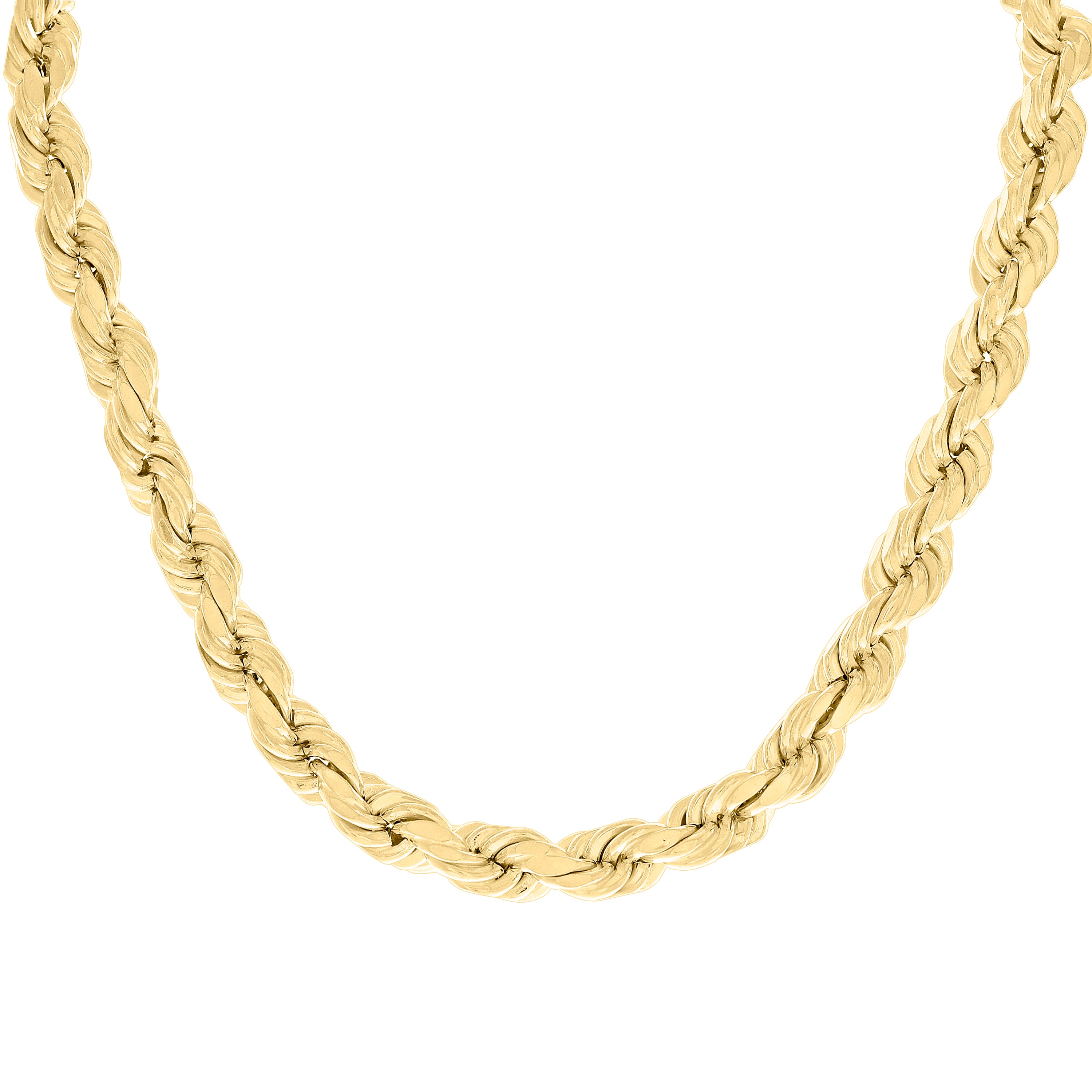 925 Sterling Silver Hollow Rope Chain Yellow 060 3mm