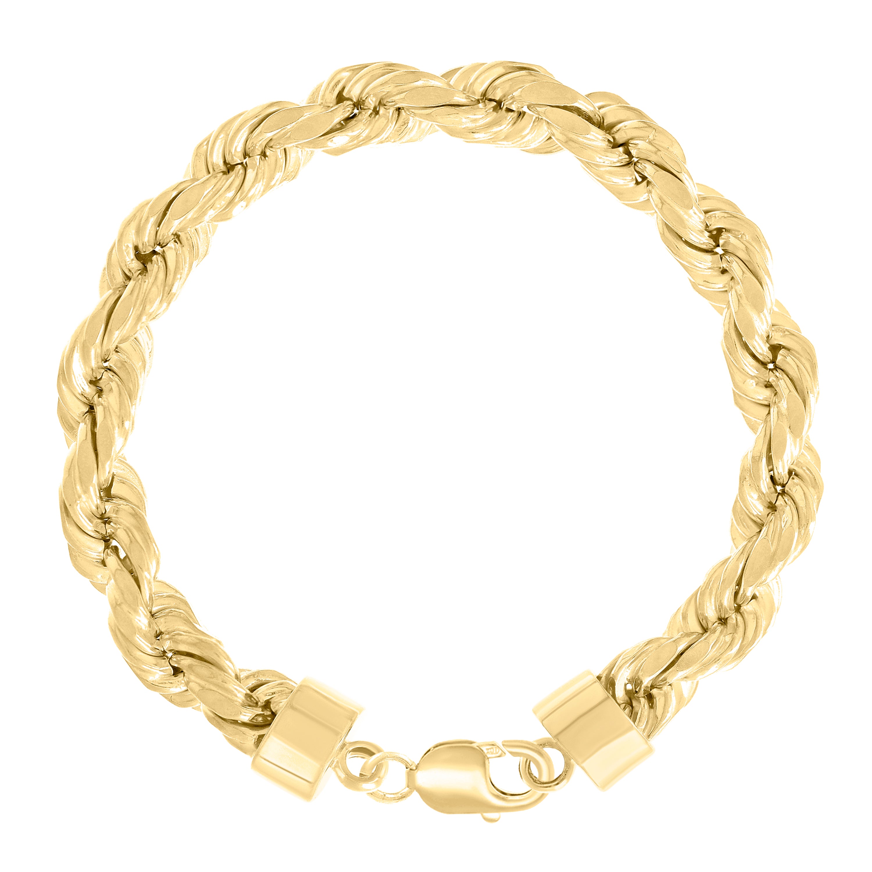 925 Sterling Silver Hollow Rope Chain Yellow 060 3mm