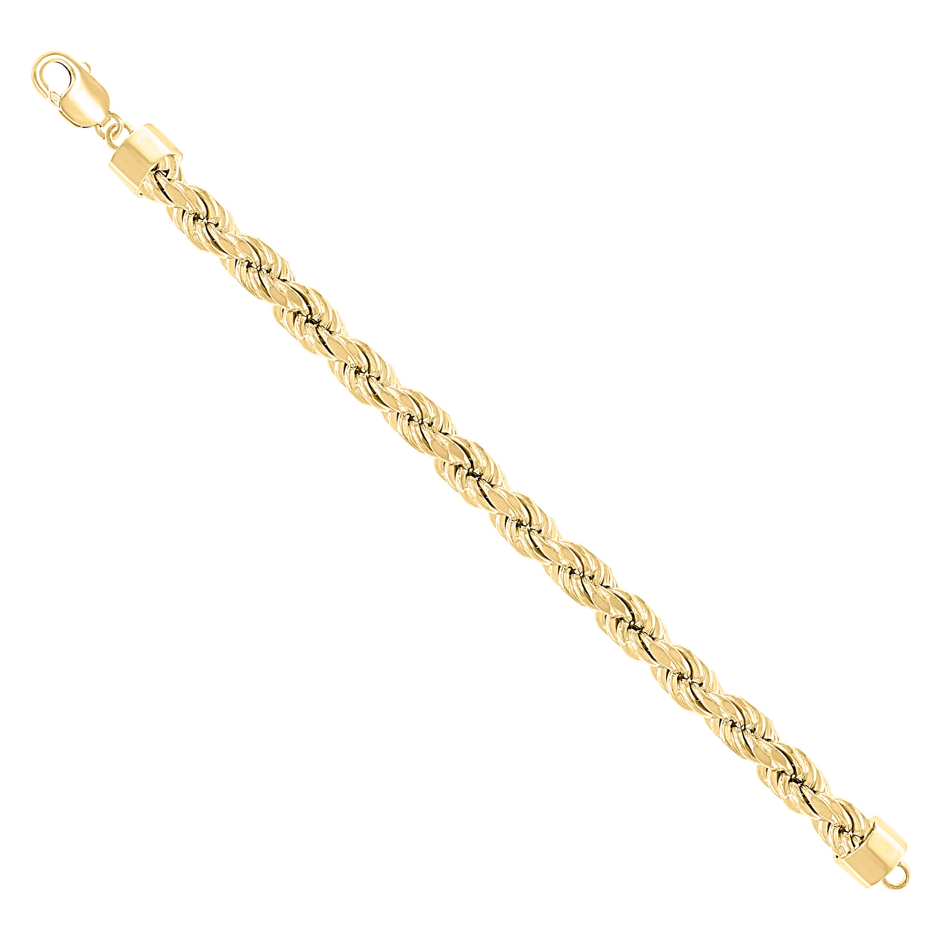 925 Sterling Silver Hollow Rope Chain Yellow 060 3mm