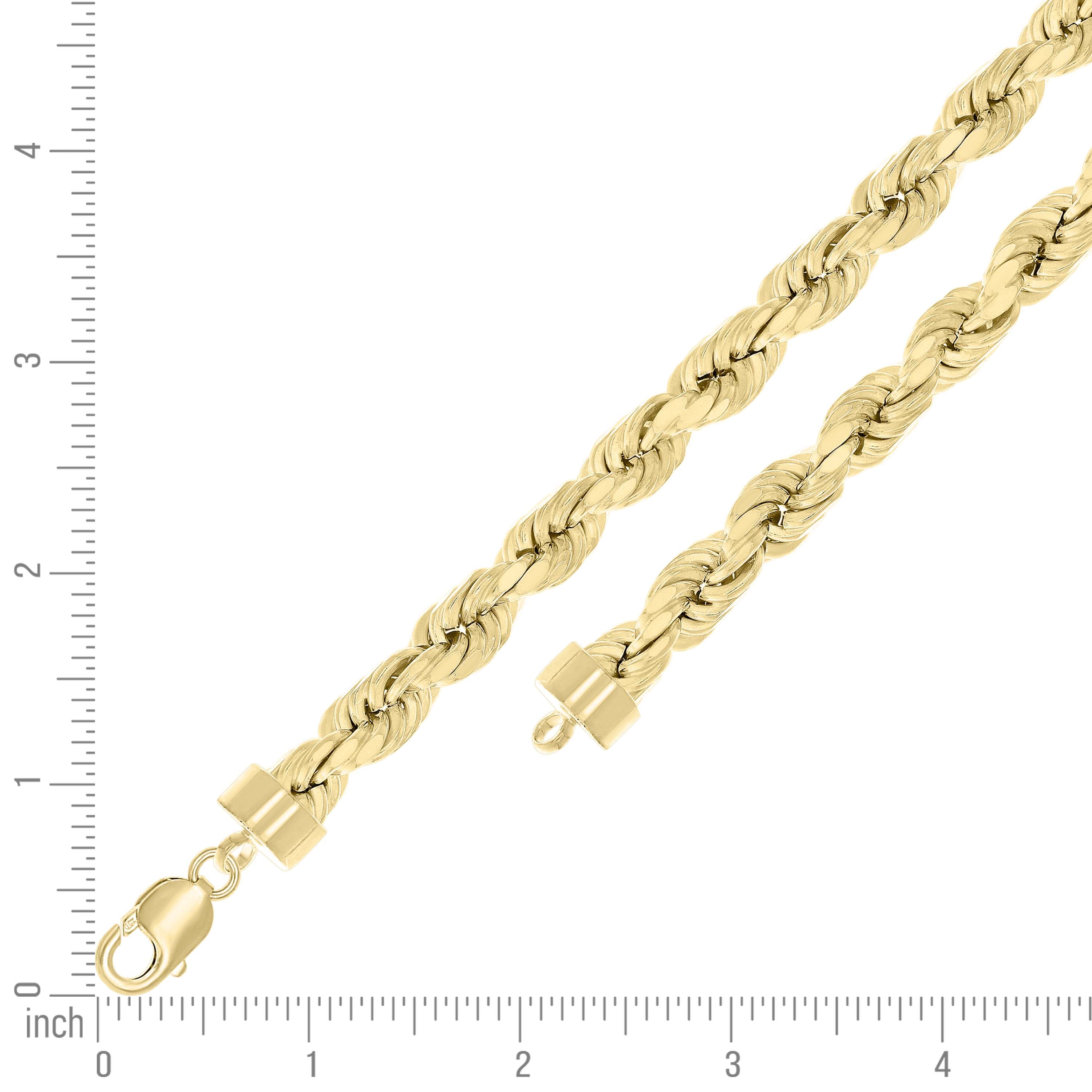 925 Sterling Silver Hollow Rope Chain Yellow 060 3mm