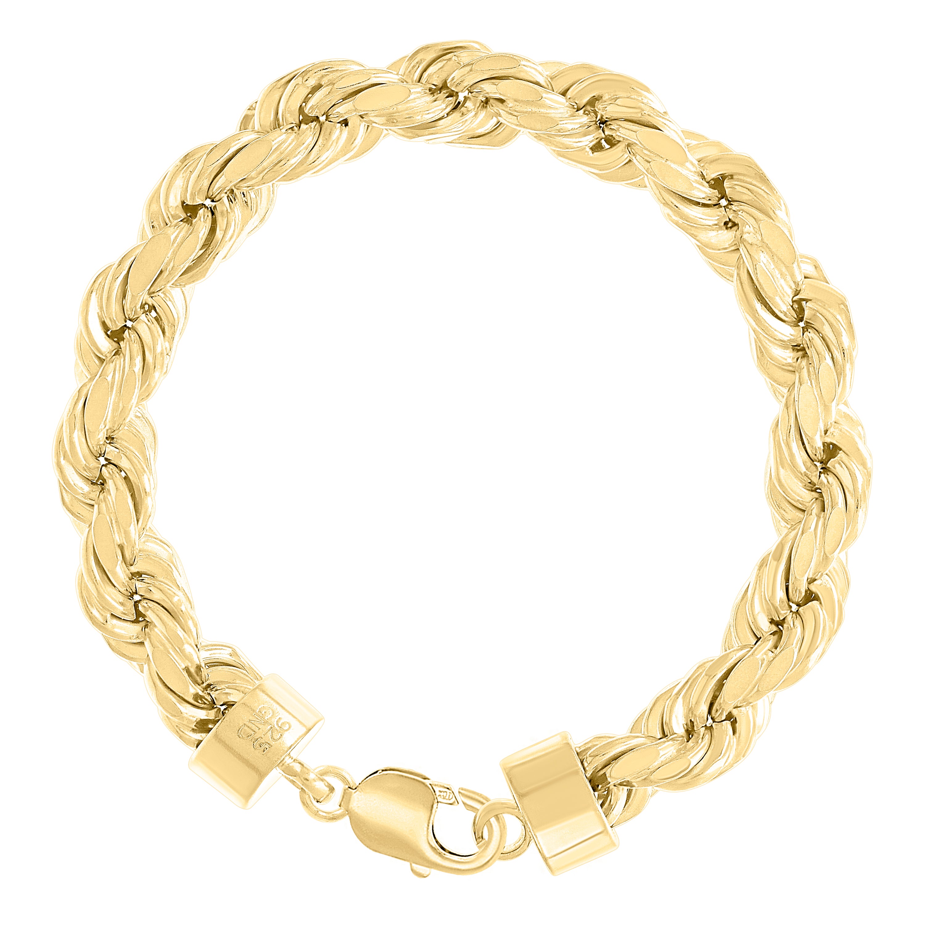 925 Sterling Silver Hollow Rope Chain Yellow 060 3mm