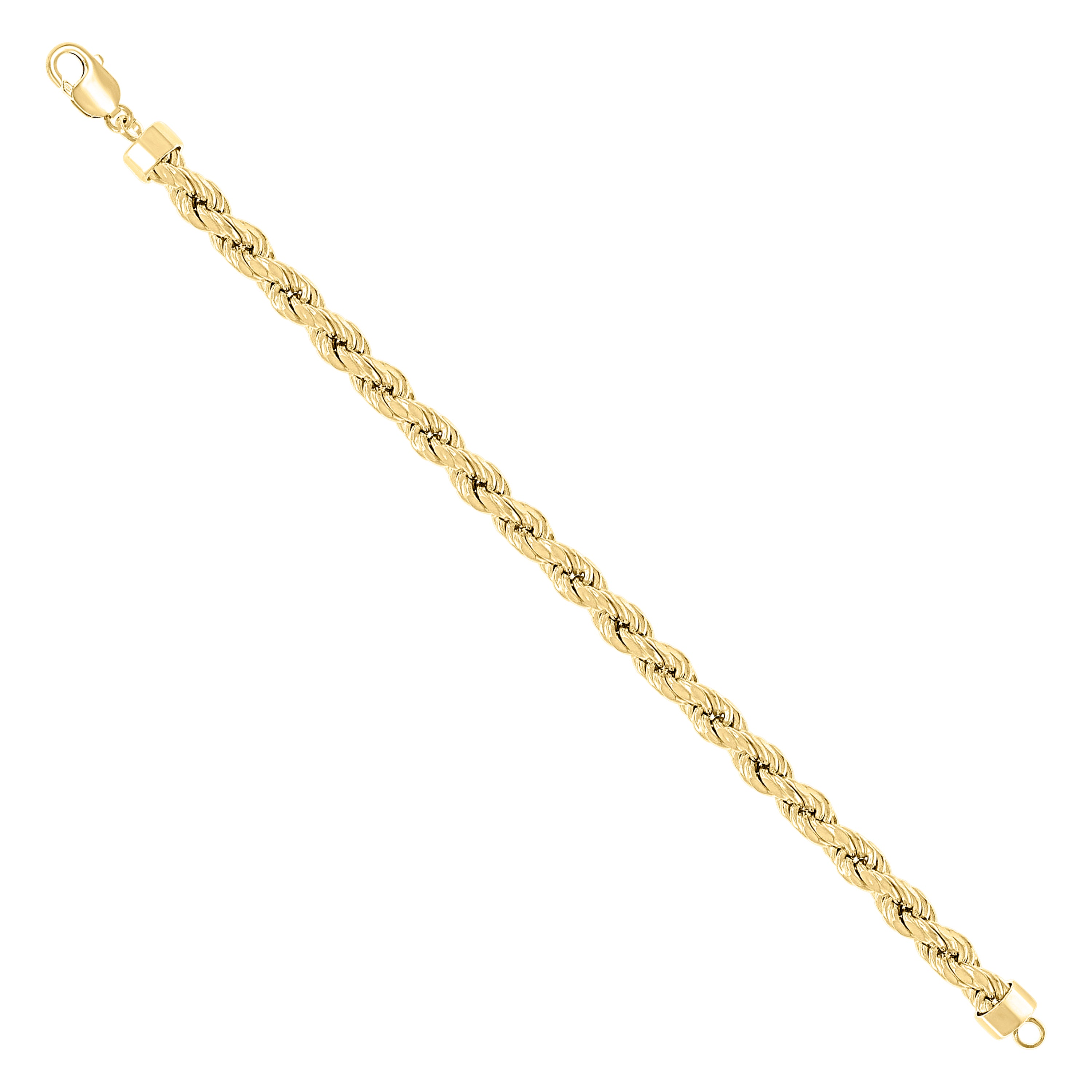 925 Sterling Silver Hollow Rope Chain Yellow 060 3mm