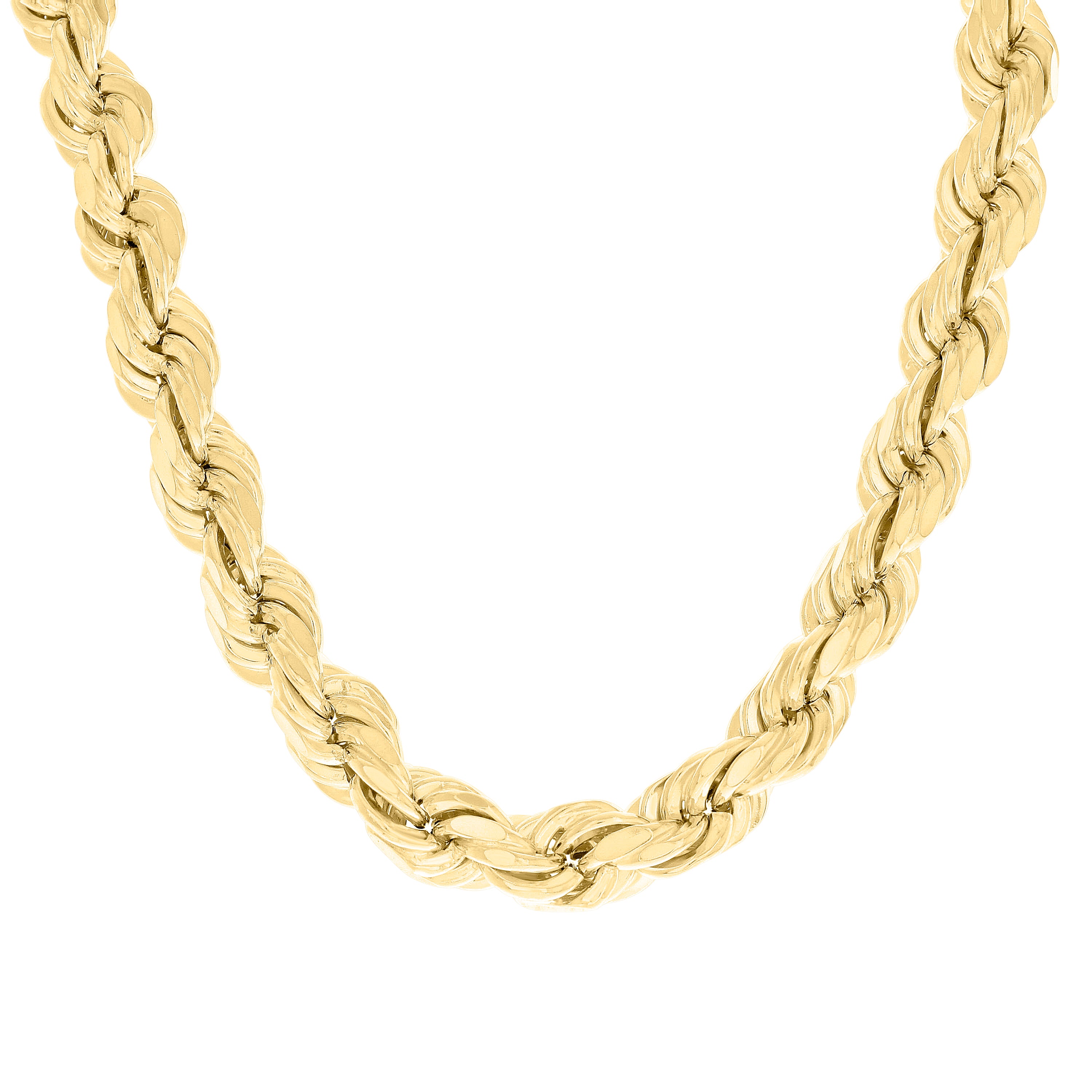 925 Sterling Silver Hollow Rope Chain Yellow 060 3mm