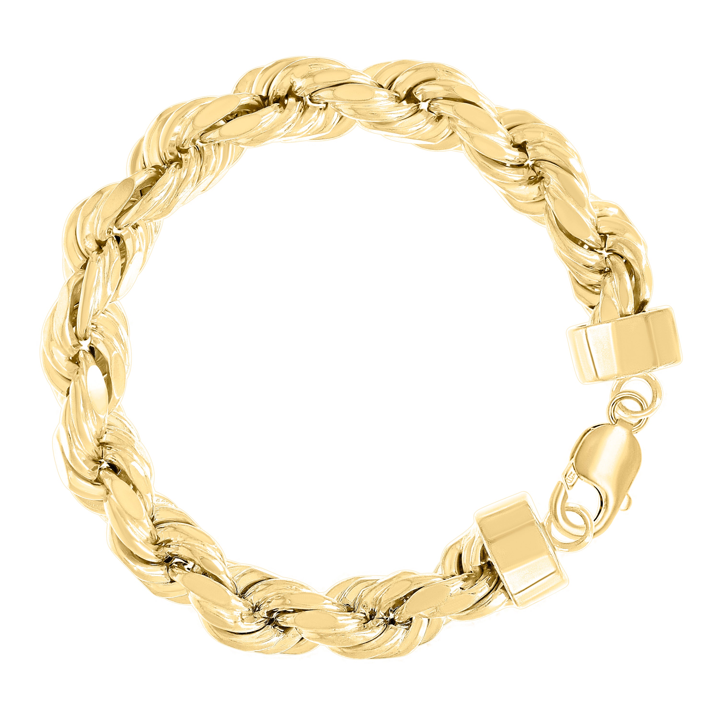 925 Sterling Silver Hollow Rope Chain Yellow 060 3mm