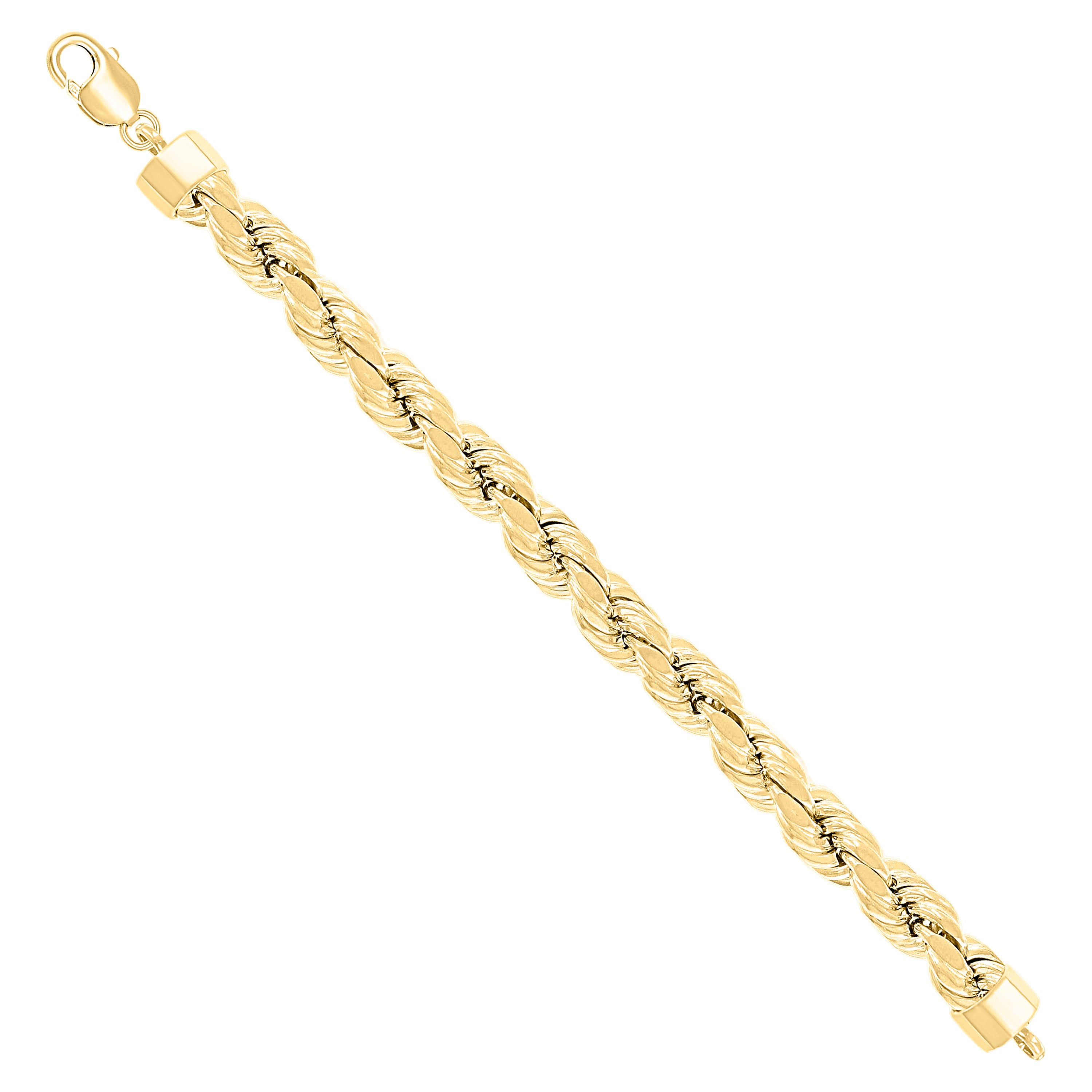925 Sterling Silver Hollow Rope Chain Yellow 060 3mm