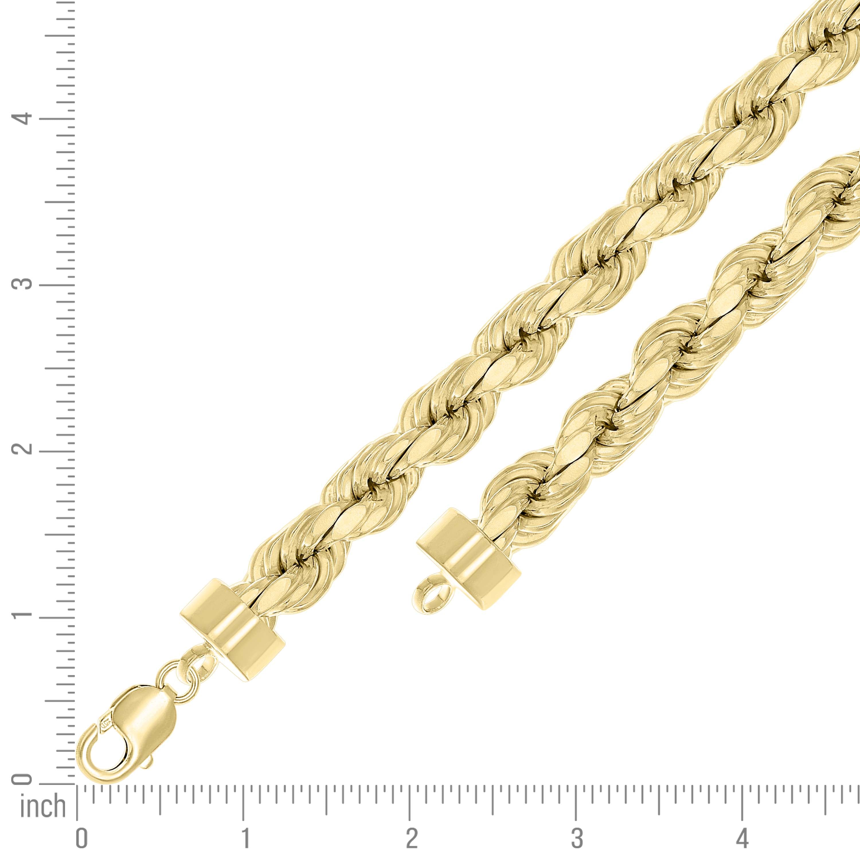 925 Sterling Silver Hollow Rope Chain Yellow 060 3mm