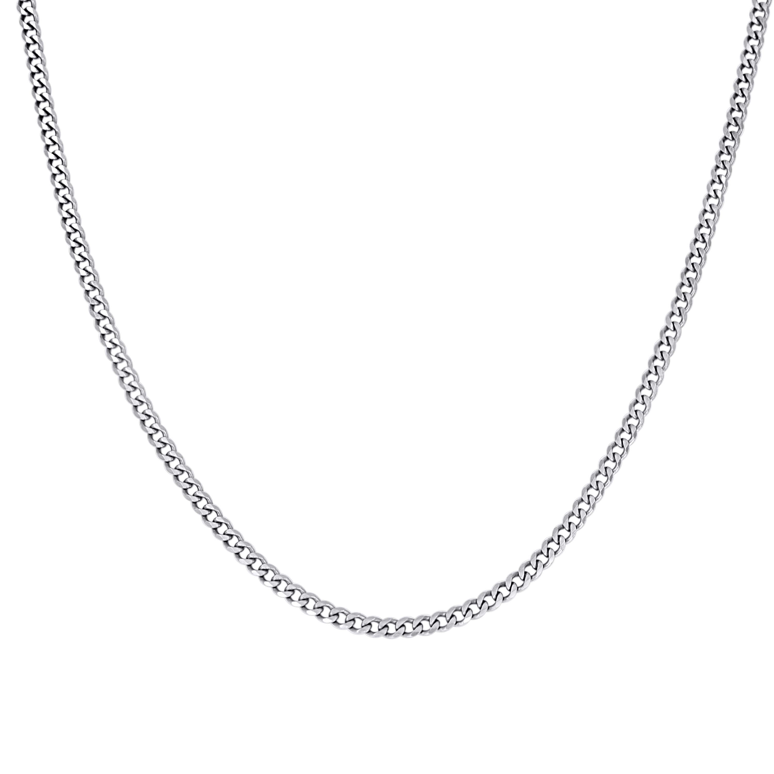 925 Sterling Silver Solid Super Flat Cuban Chain Rhodium 060 2.3mm