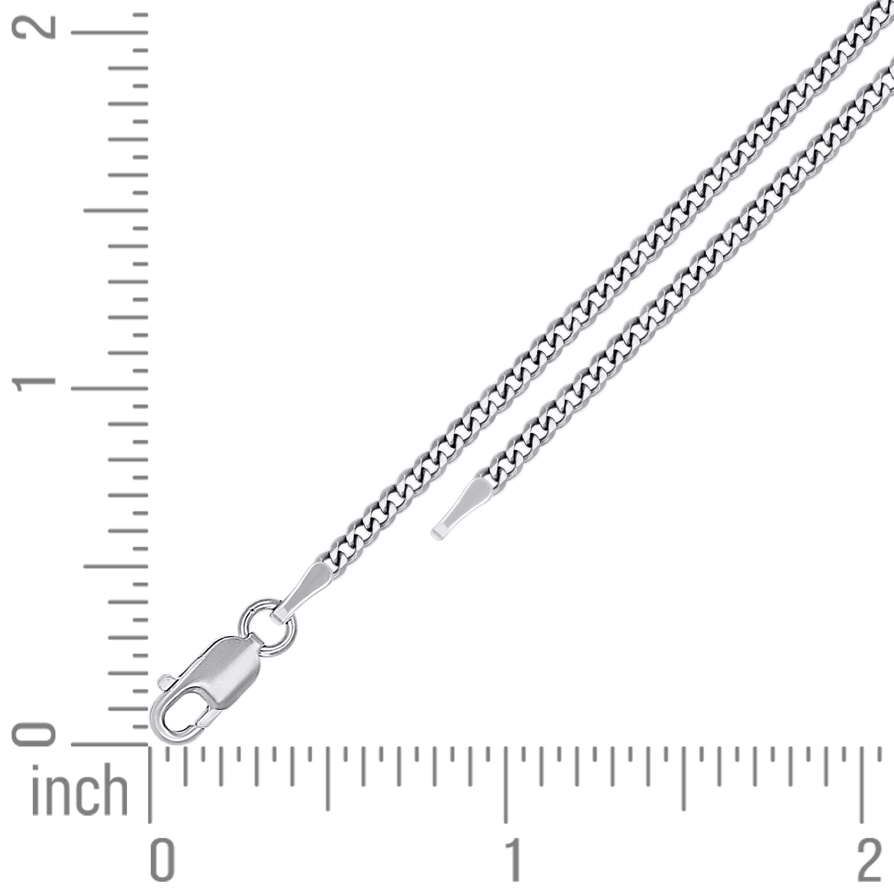 925 Sterling Silver Solid Super Flat Cuban Chain Rhodium 060 2.3mm