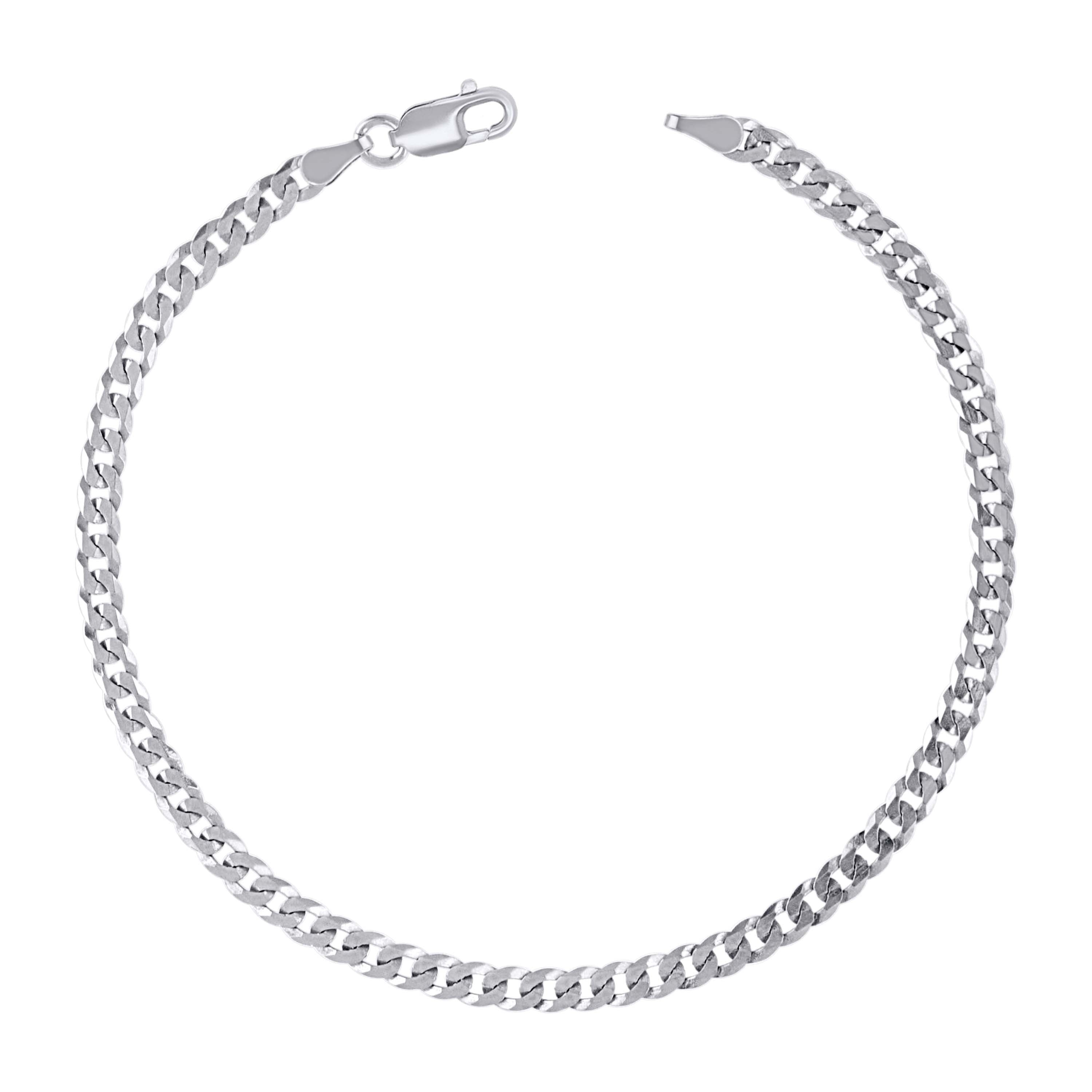 925 Sterling Silver Solid Super Flat Cuban Chain Rhodium 060 2.3mm