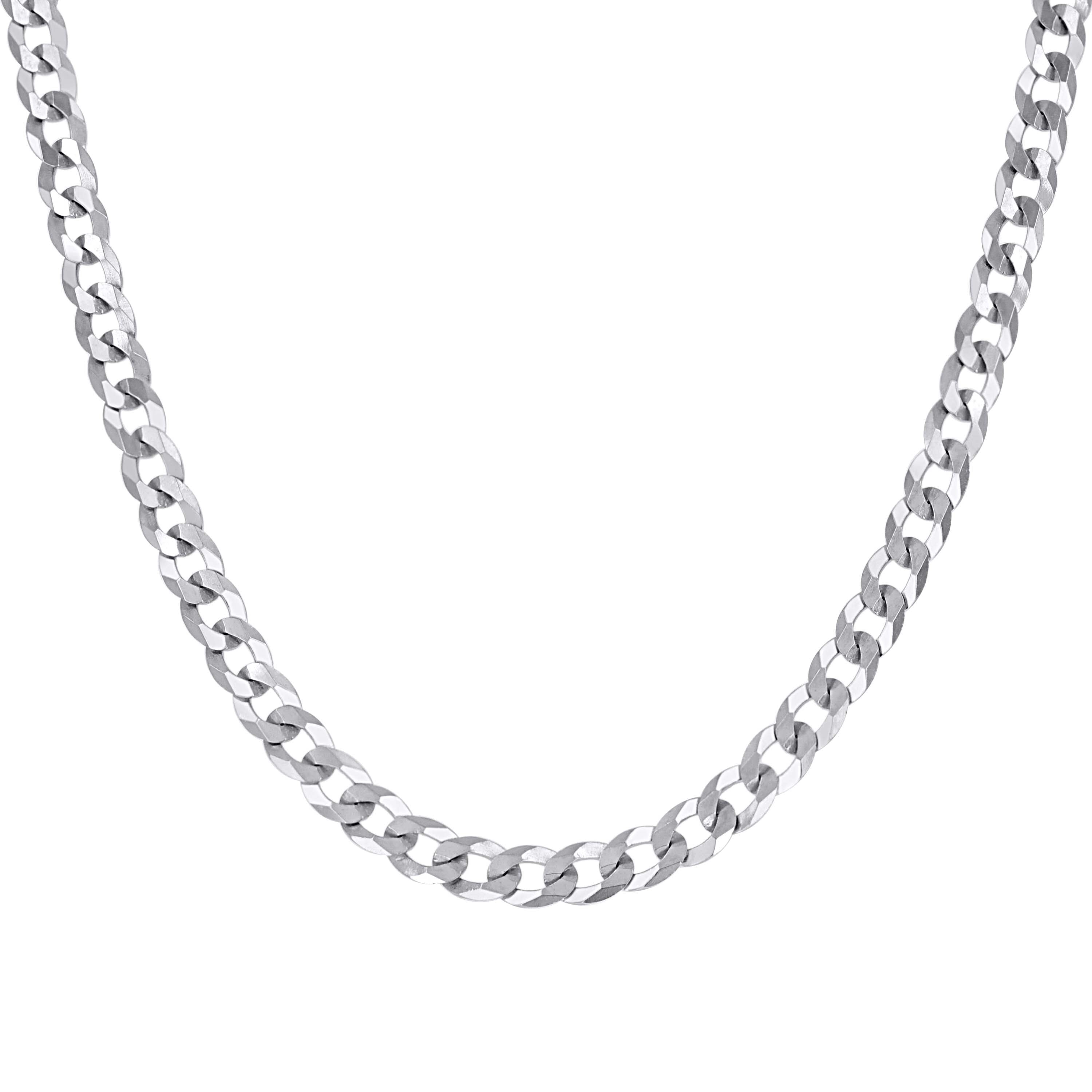 925 Sterling Silver Solid Super Flat Cuban Chain Rhodium 060 2.3mm