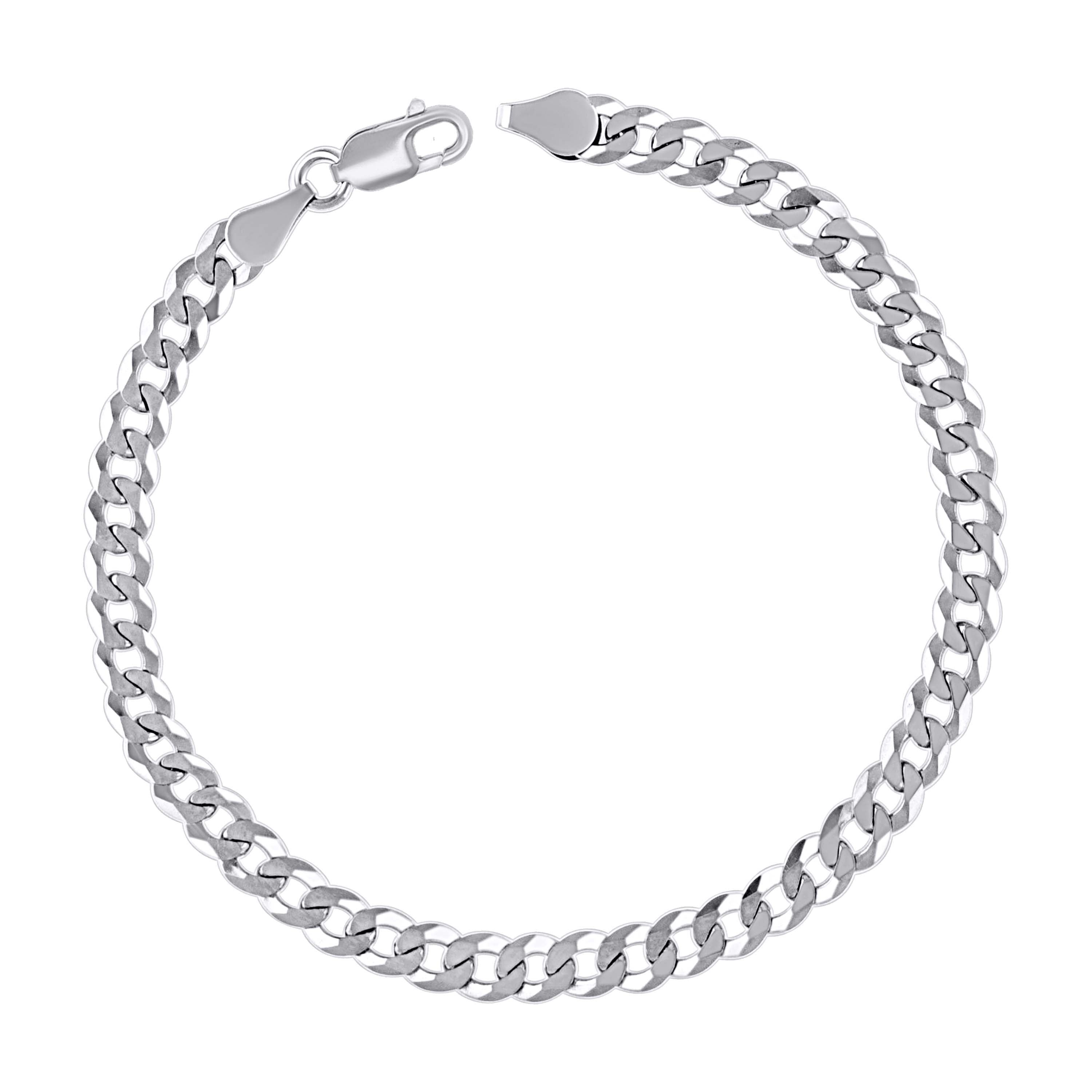 925 Sterling Silver Solid Super Flat Cuban Chain Rhodium 060 2.3mm
