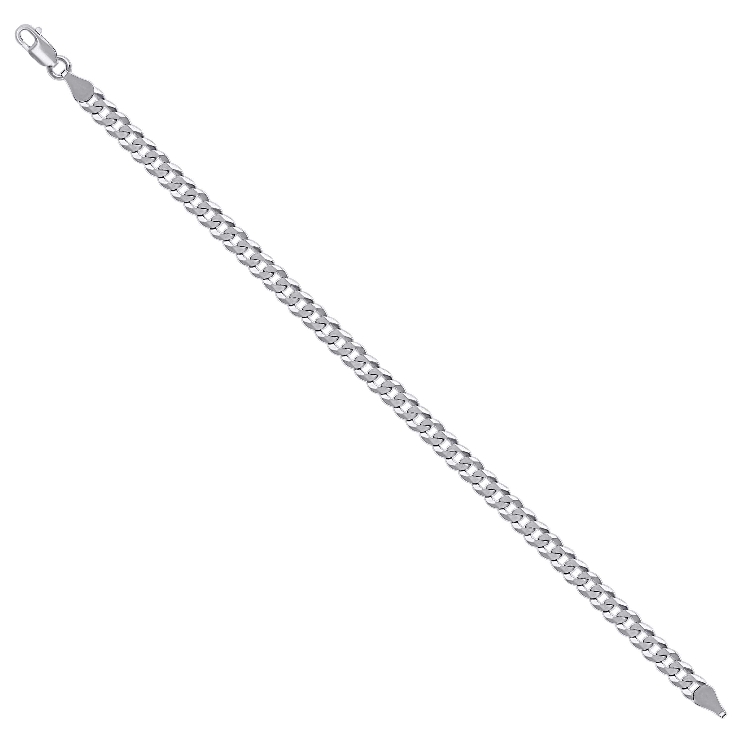 925 Sterling Silver Solid Super Flat Cuban Chain Rhodium 060 2.3mm