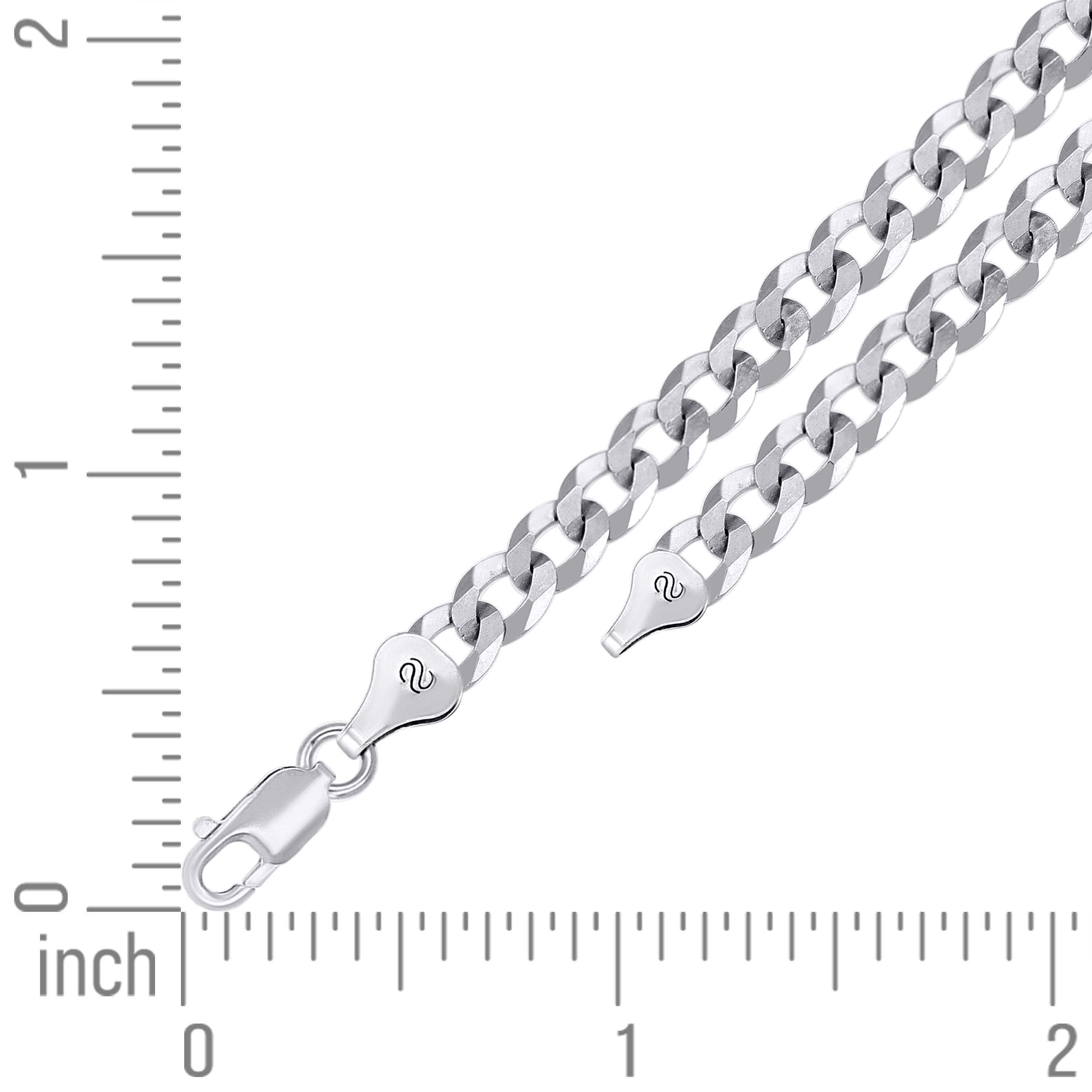 925 Sterling Silver Solid Super Flat Cuban Chain Rhodium 060 2.3mm
