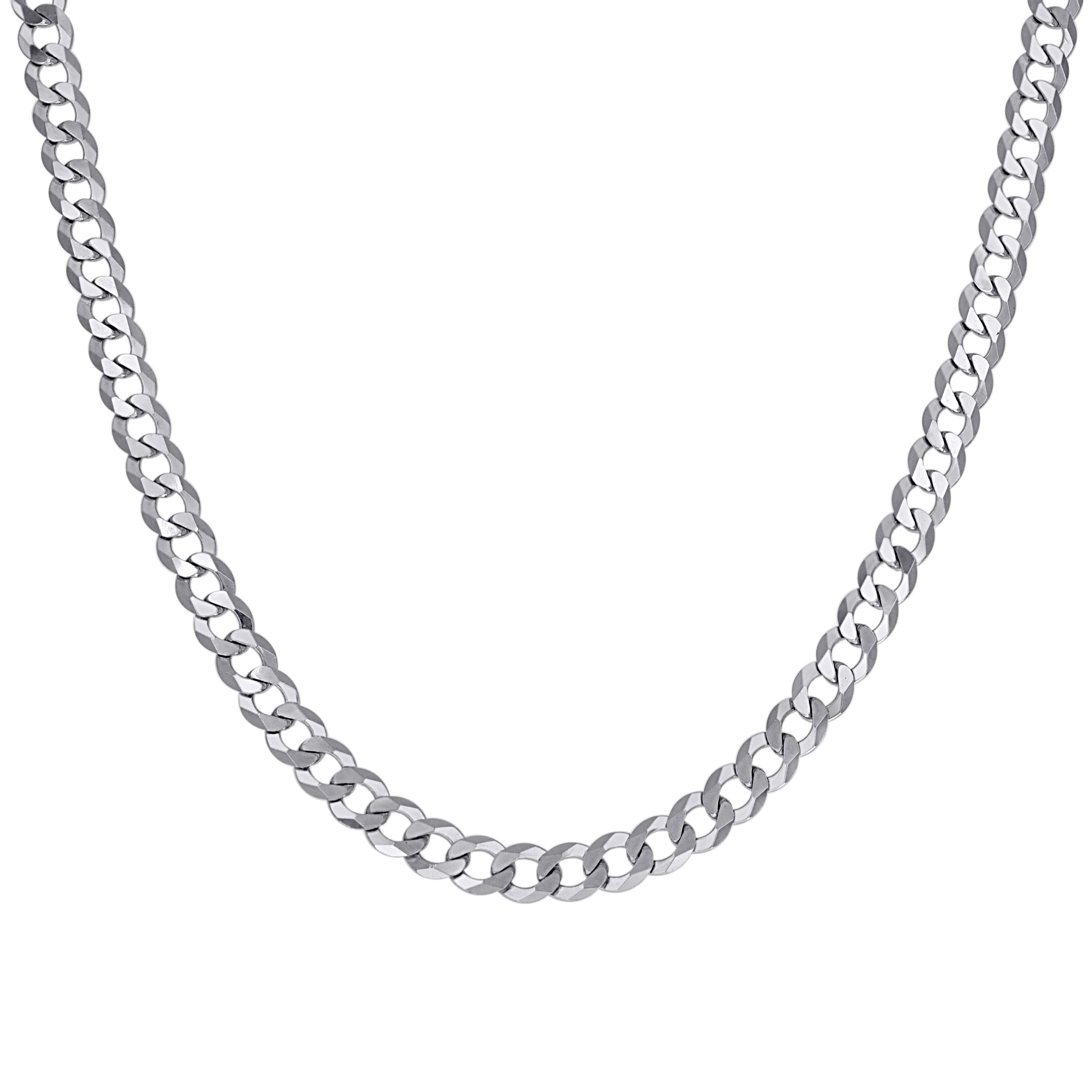 925 Sterling Silver Solid Super Flat Cuban Chain Rhodium 060 2.3mm