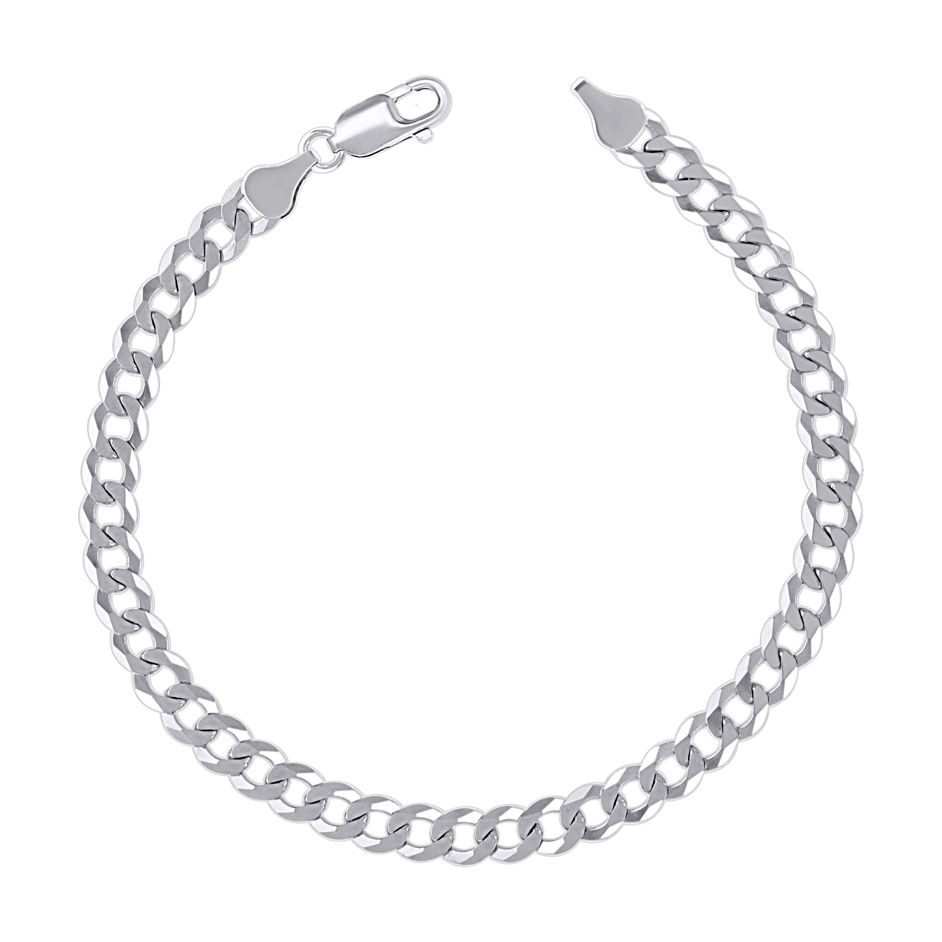 925 Sterling Silver Solid Super Flat Cuban Chain Rhodium 060 2.3mm