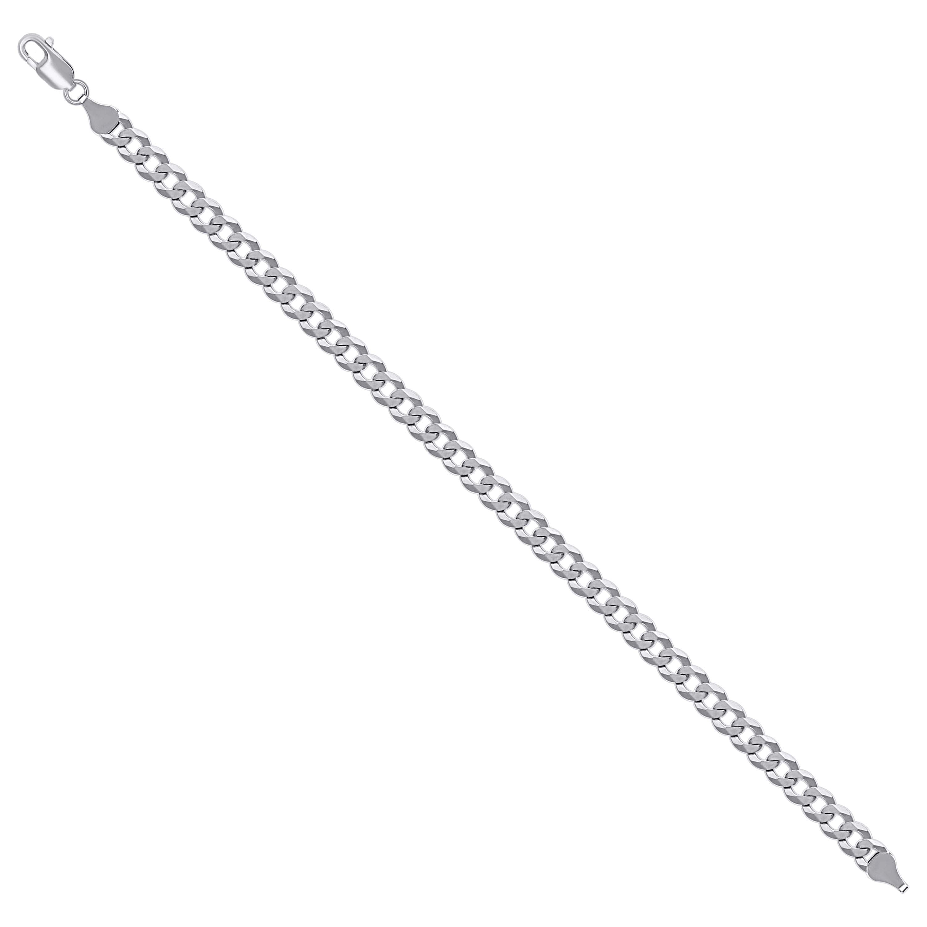 925 Sterling Silver Solid Super Flat Cuban Chain Rhodium 060 2.3mm