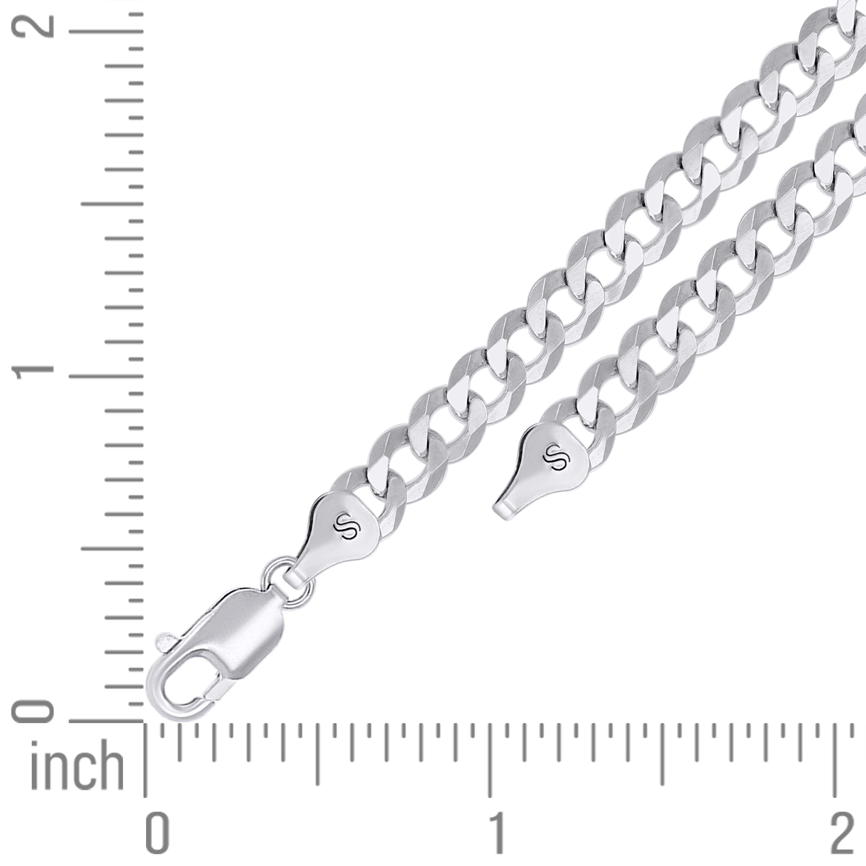 925 Sterling Silver Solid Super Flat Cuban Chain Rhodium 060 2.3mm