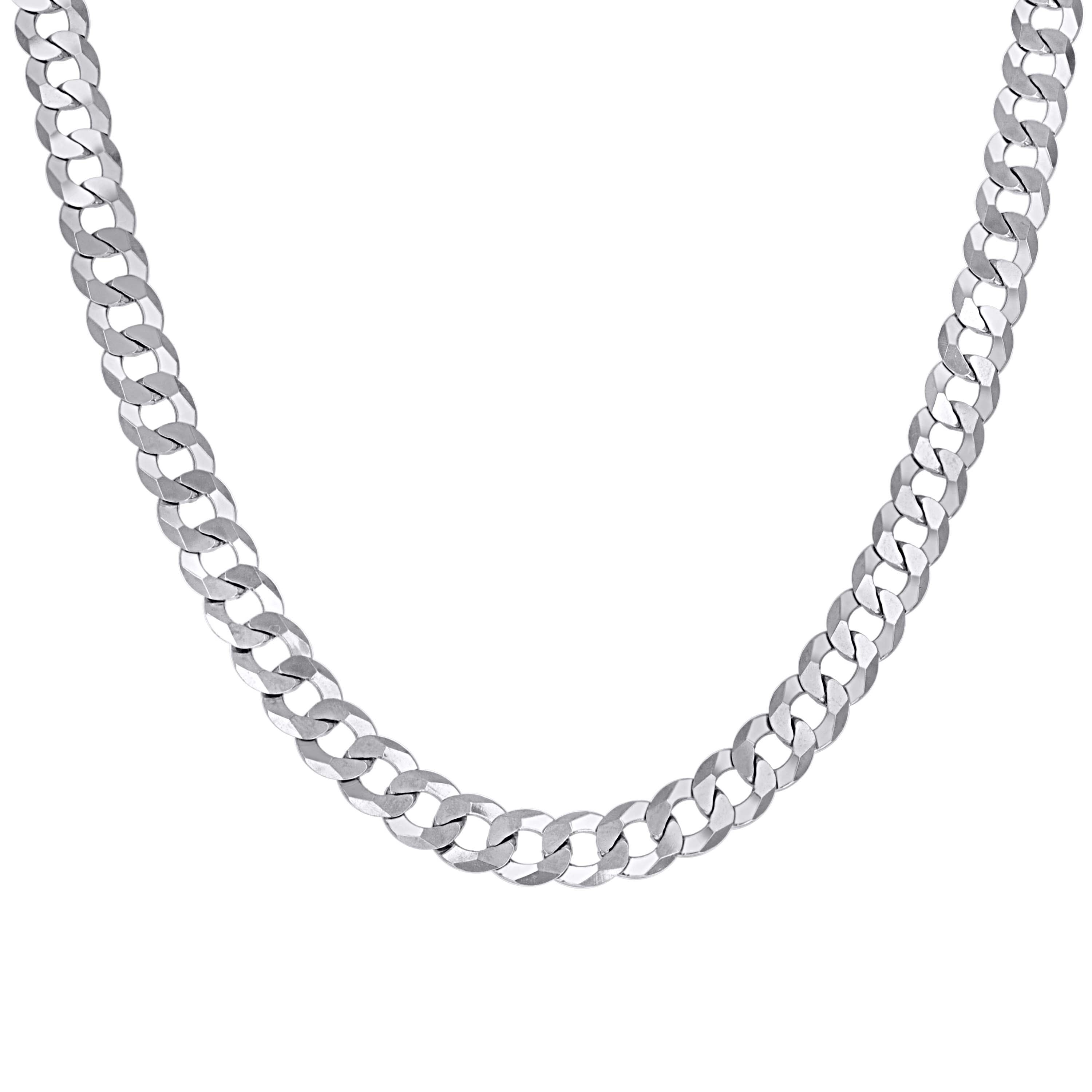 925 Sterling Silver Solid Super Flat Cuban Chain Rhodium 060 2.3mm