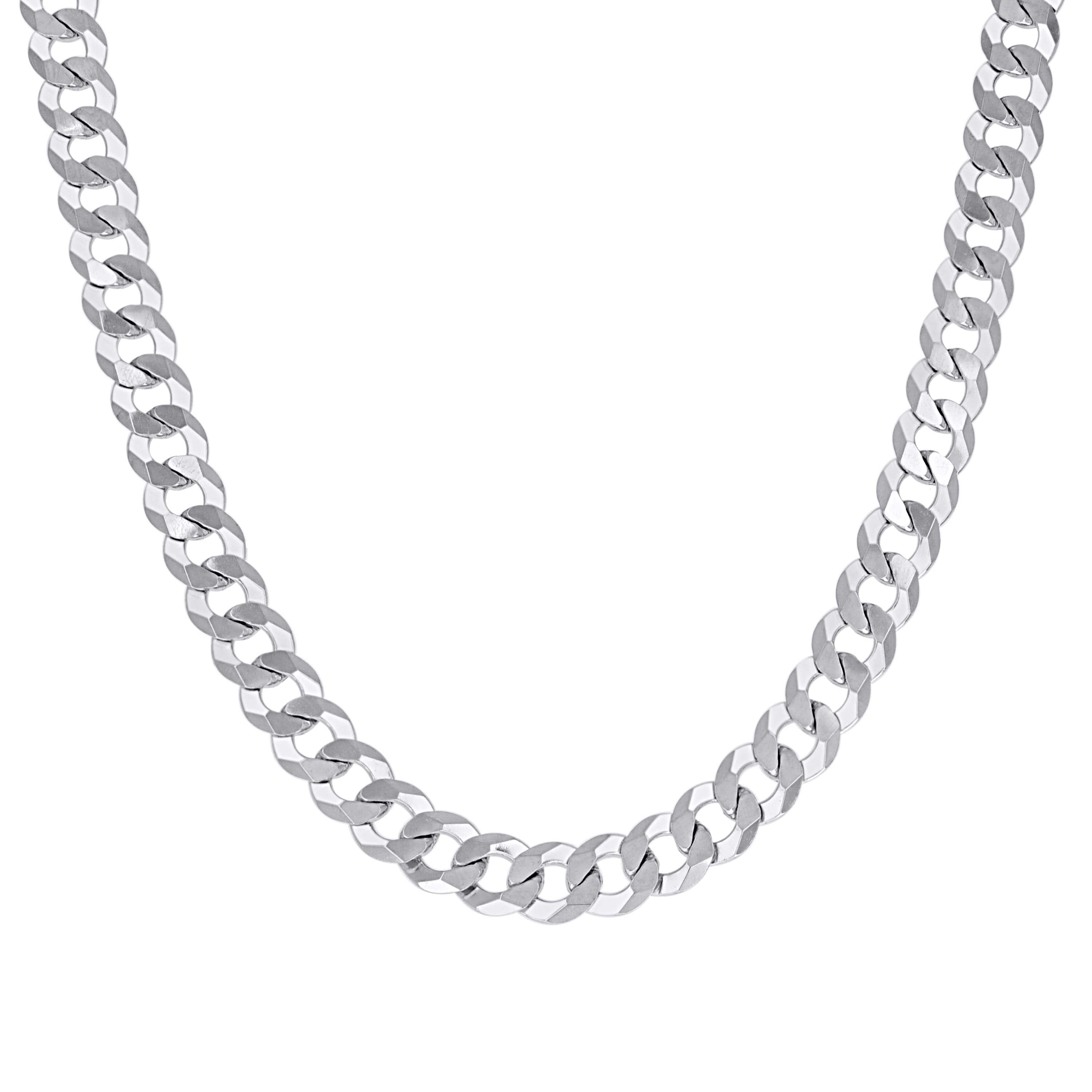 925 Sterling Silver Solid Super Flat Cuban Chain Rhodium 060 2.3mm