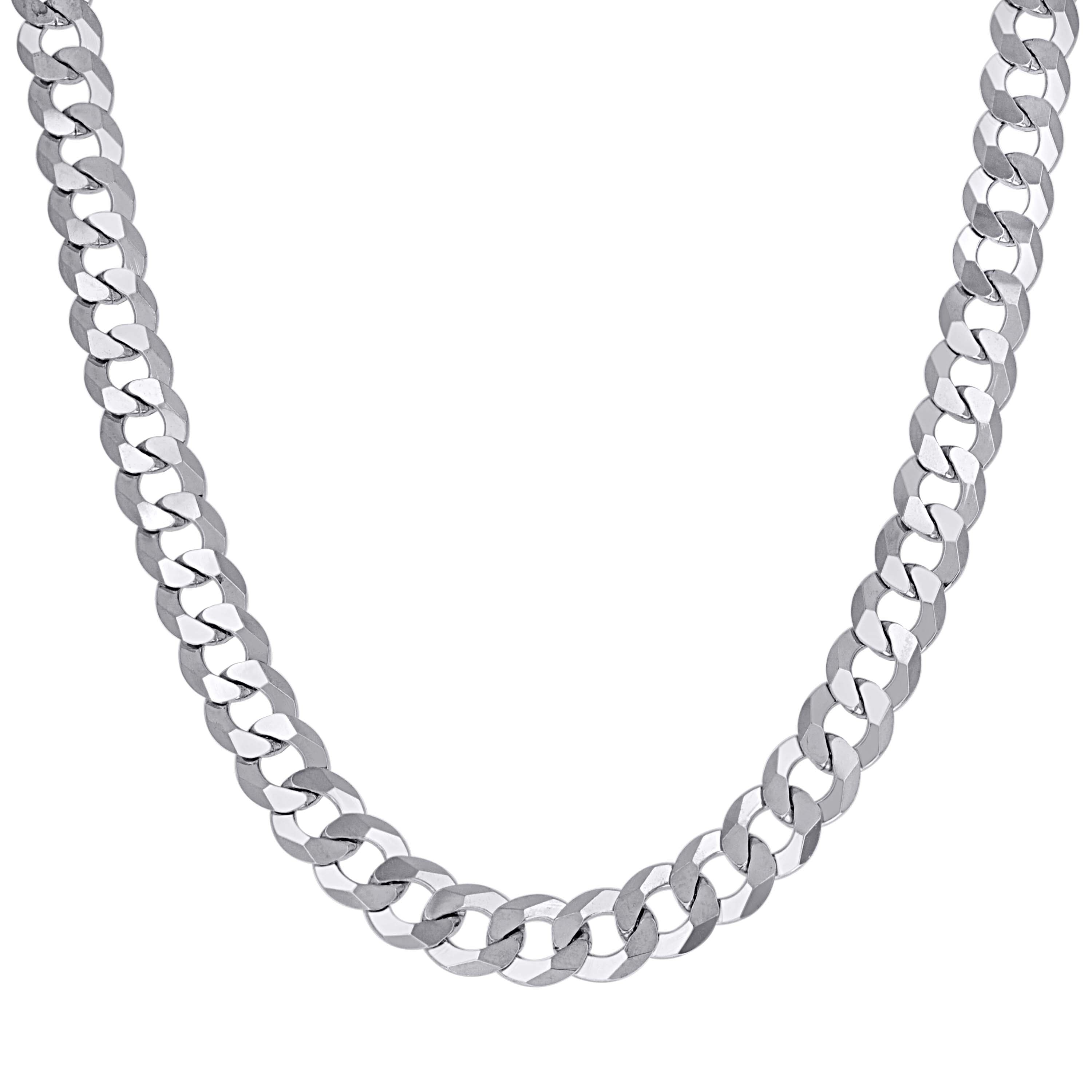 925 Sterling Silver Solid Super Flat Cuban Chain Rhodium 060 2.3mm