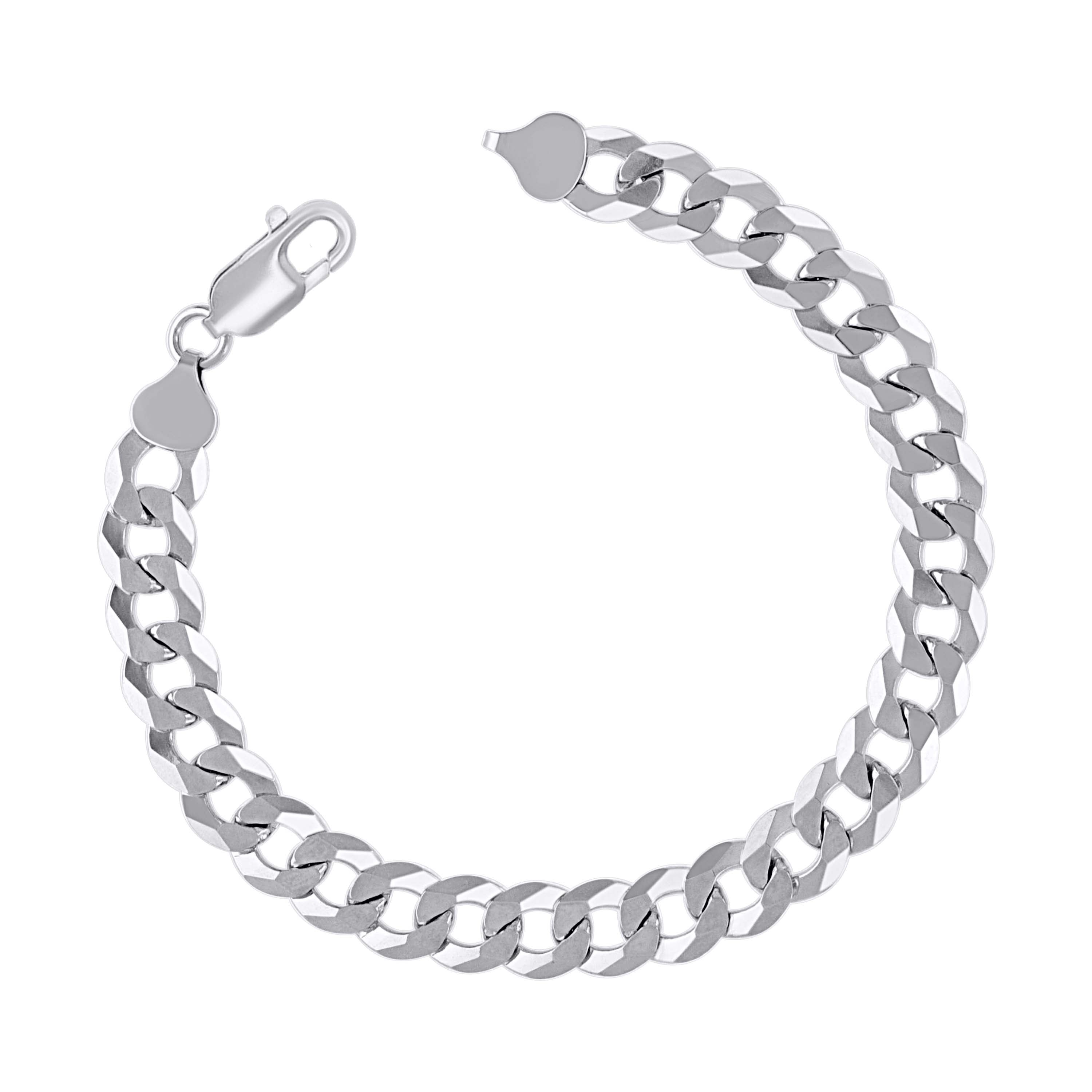 925 Sterling Silver Solid Super Flat Cuban Chain Rhodium 060 2.3mm