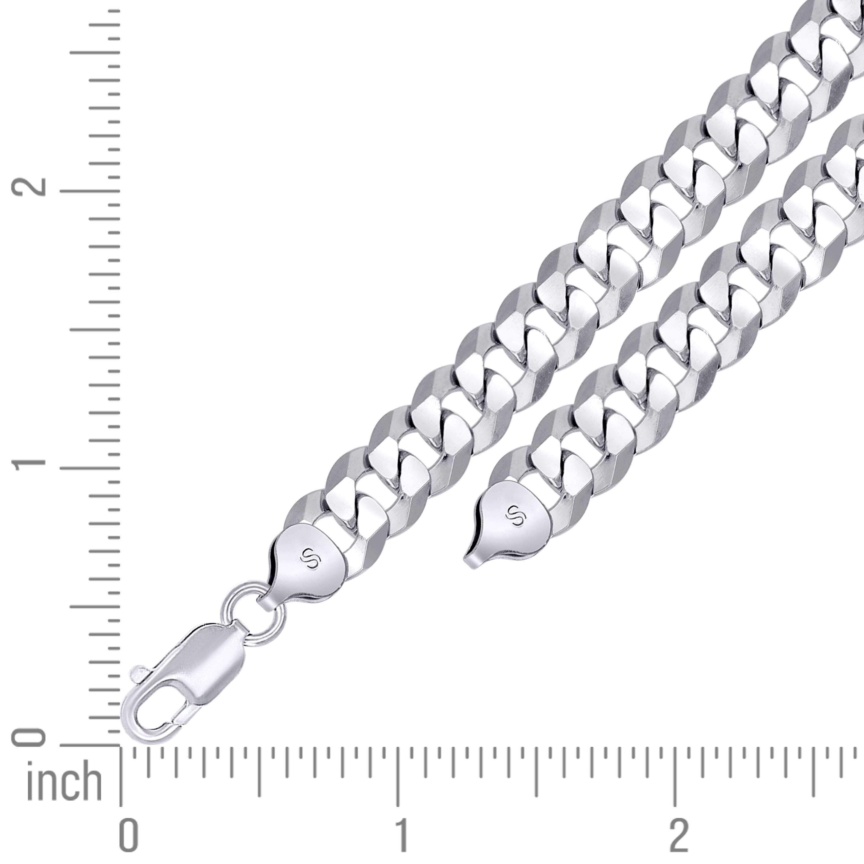 925 Sterling Silver Solid Super Flat Cuban Chain Rhodium 060 2.3mm