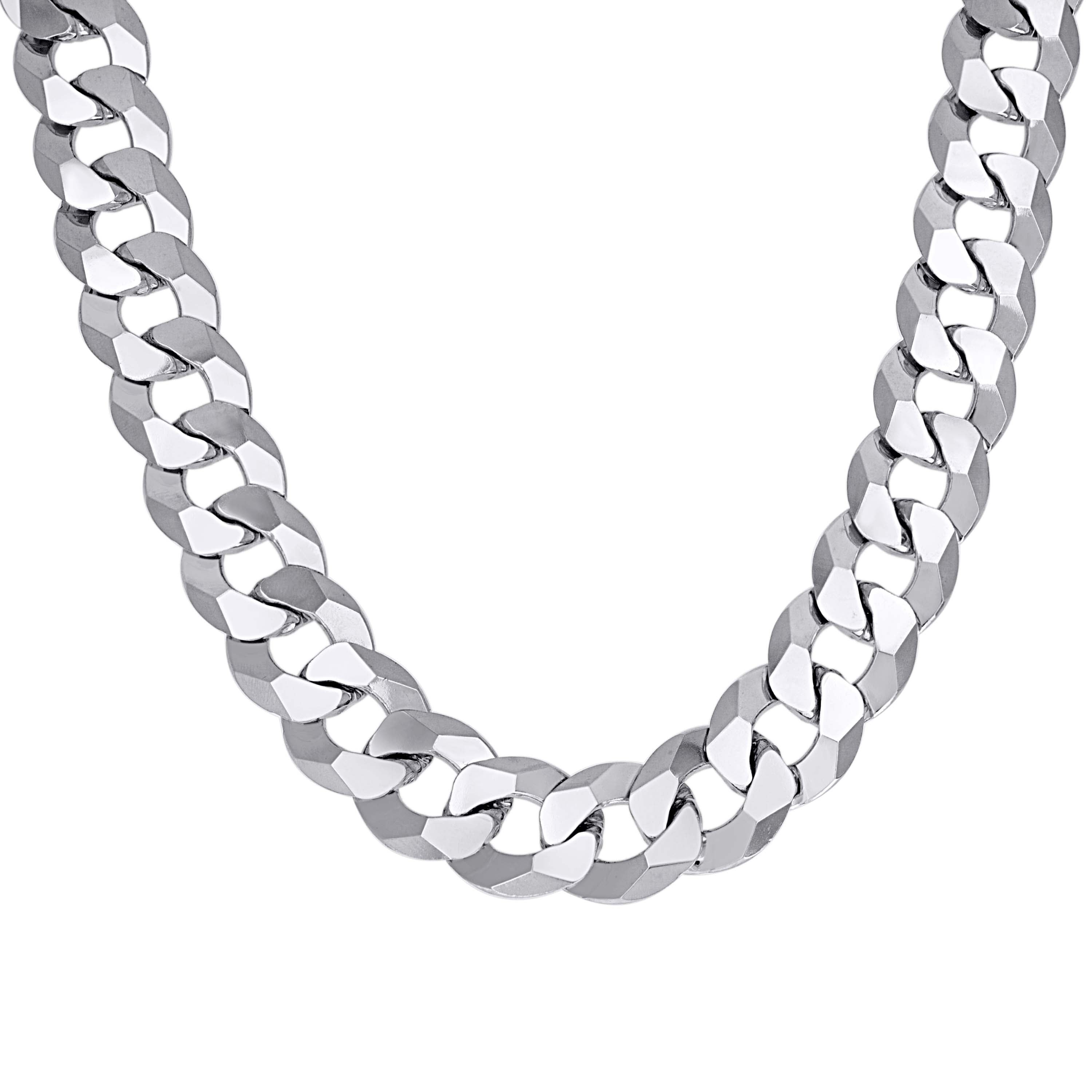 925 Sterling Silver Solid Super Flat Cuban Chain Rhodium 060 2.3mm