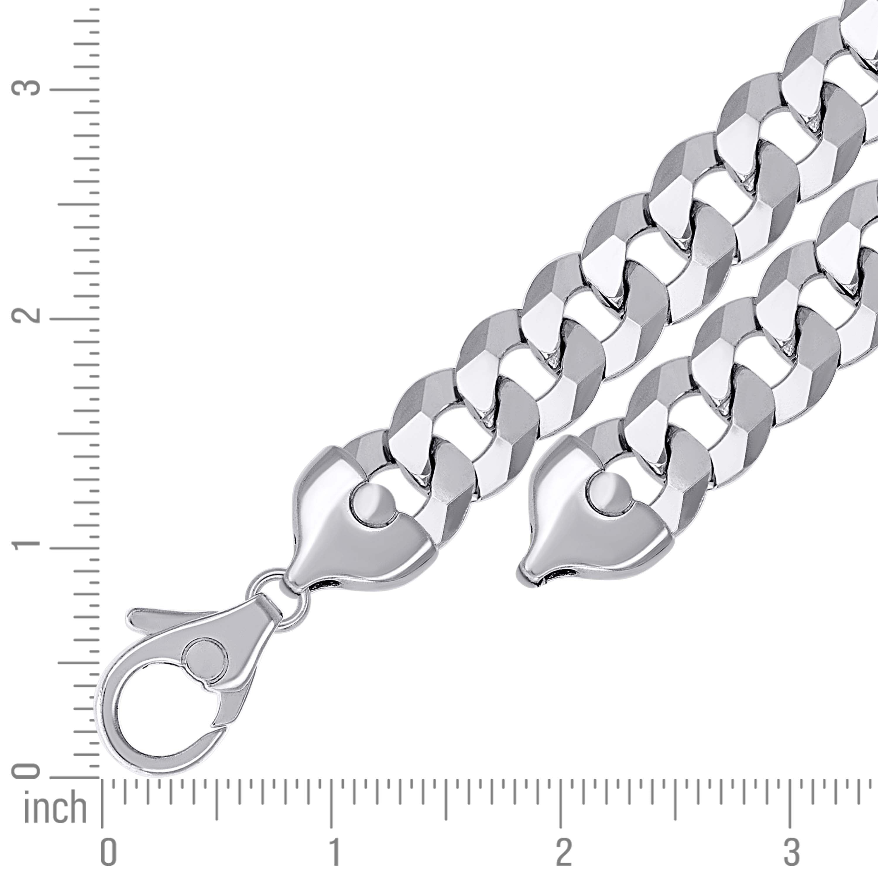 925 Sterling Silver Solid Super Flat Cuban Chain Rhodium 060 2.3mm