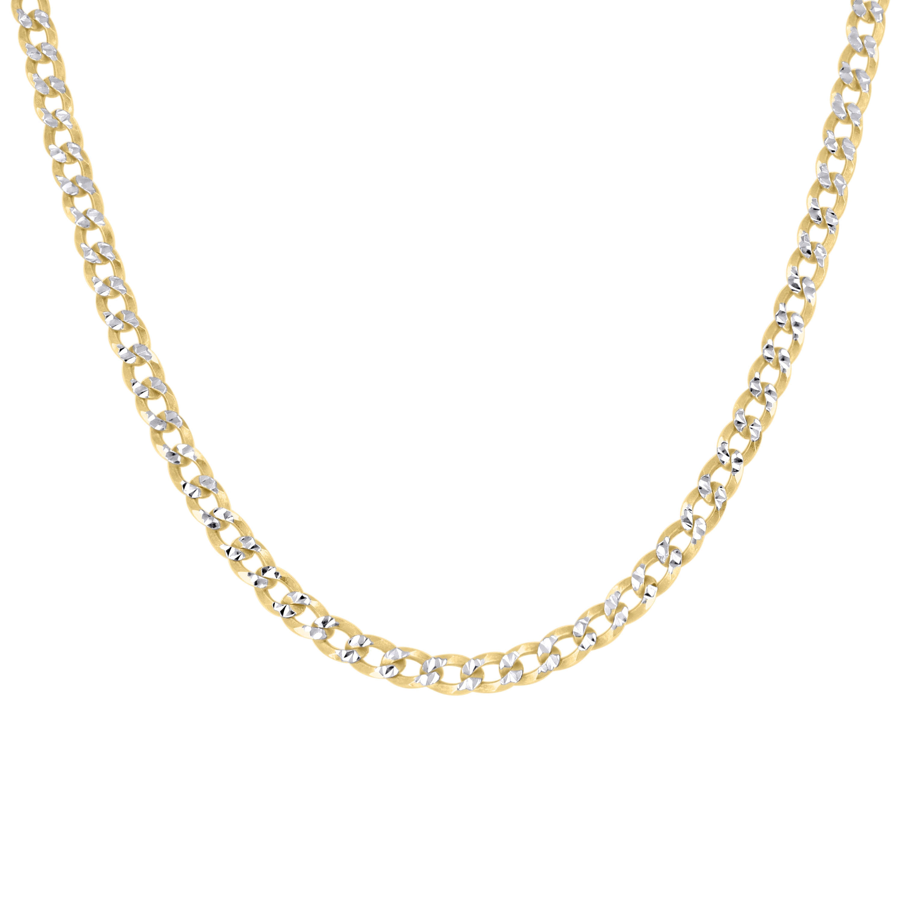 925 Sterling Silver Solid Super Flat Cuban Chain Two-tone 080 2.8mm