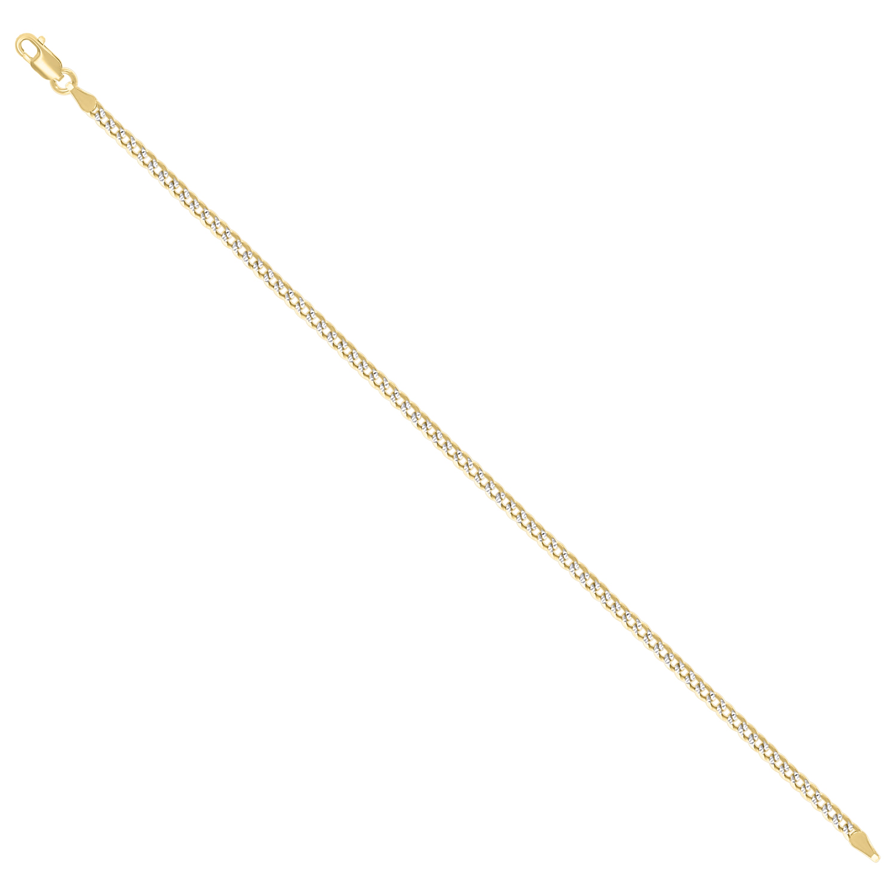 925 Sterling Silver Solid Super Flat Cuban Chain Two-tone 080 2.8mm