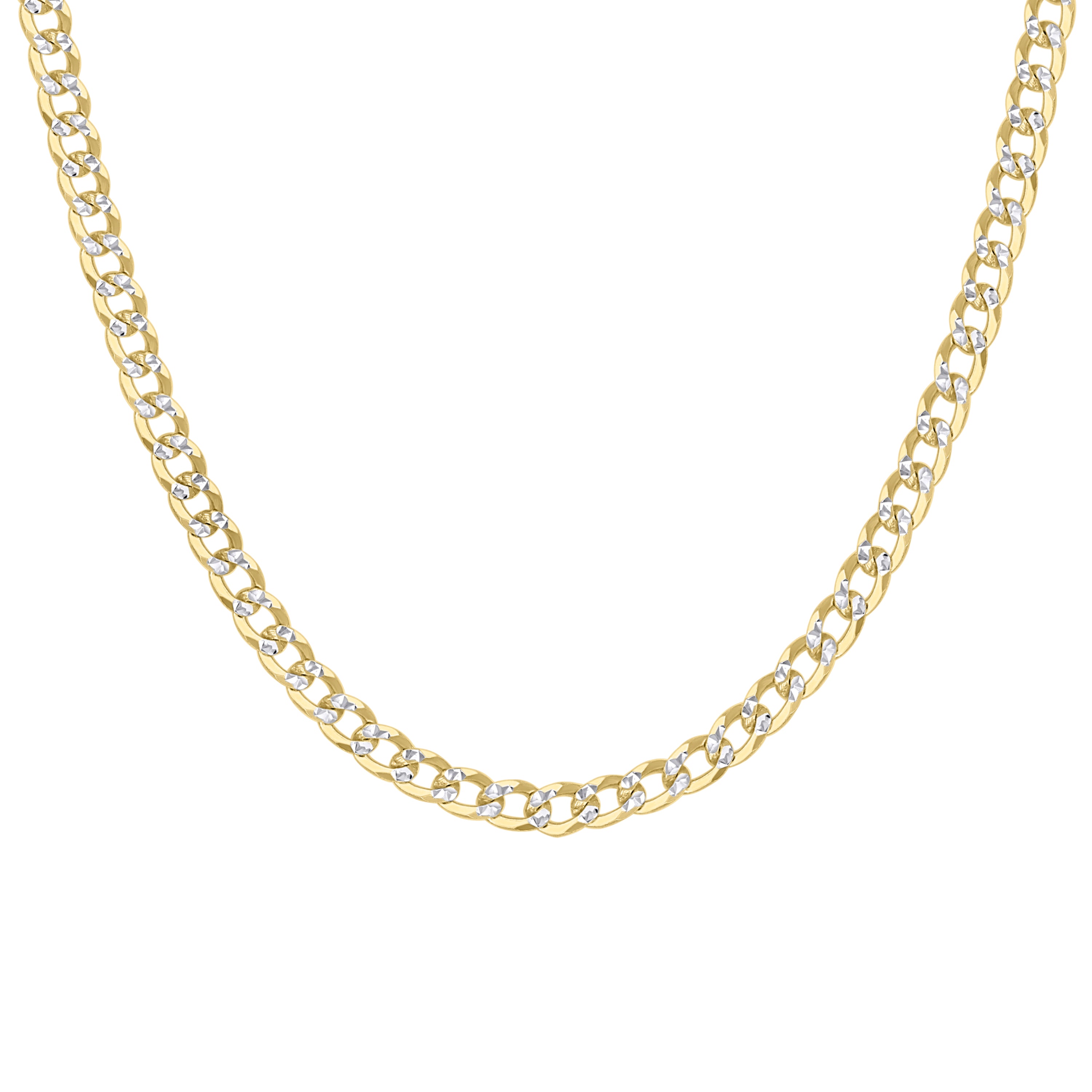 925 Sterling Silver Solid Super Flat Cuban Chain Two-tone 080 2.8mm