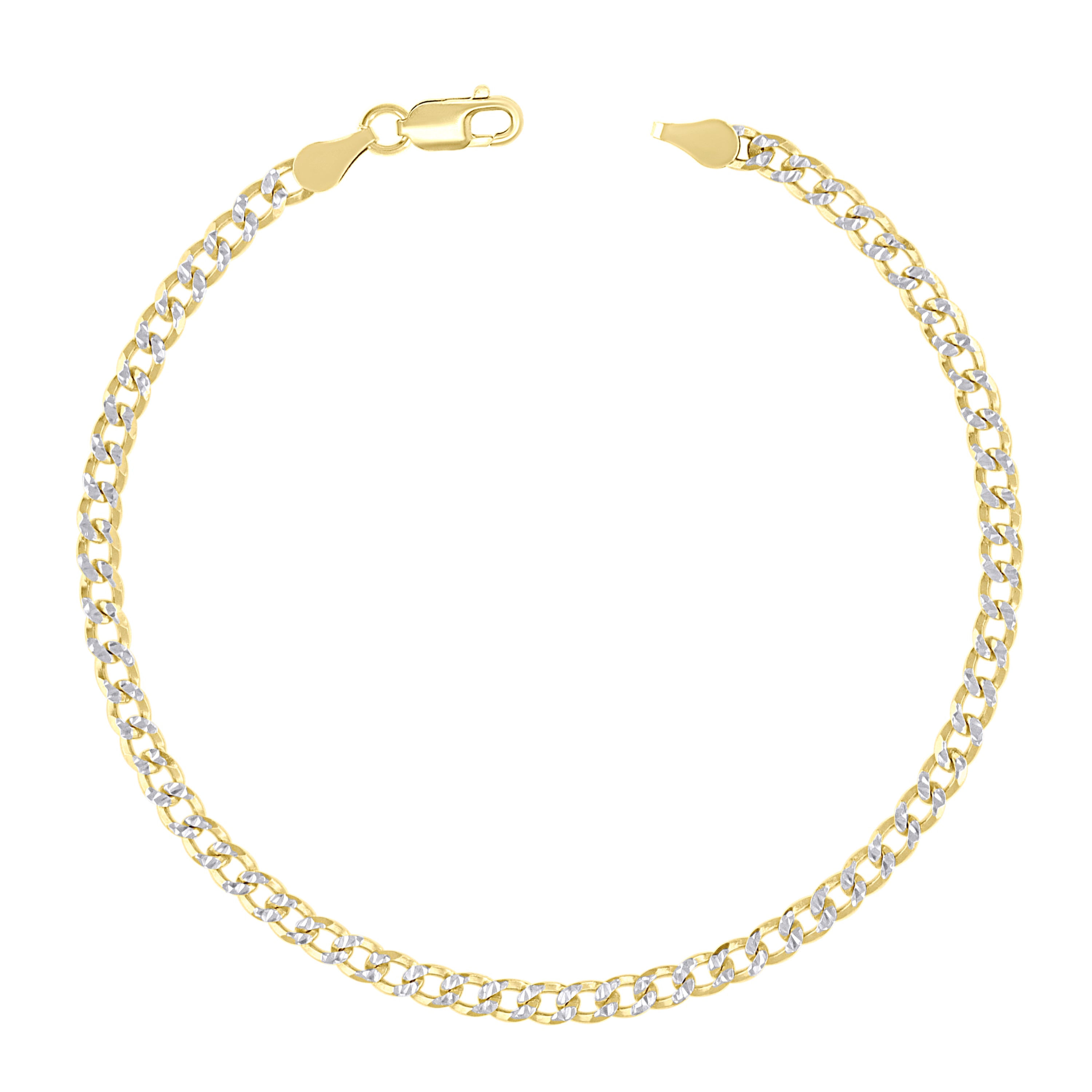 925 Sterling Silver Solid Super Flat Cuban Chain Two-tone 080 2.8mm