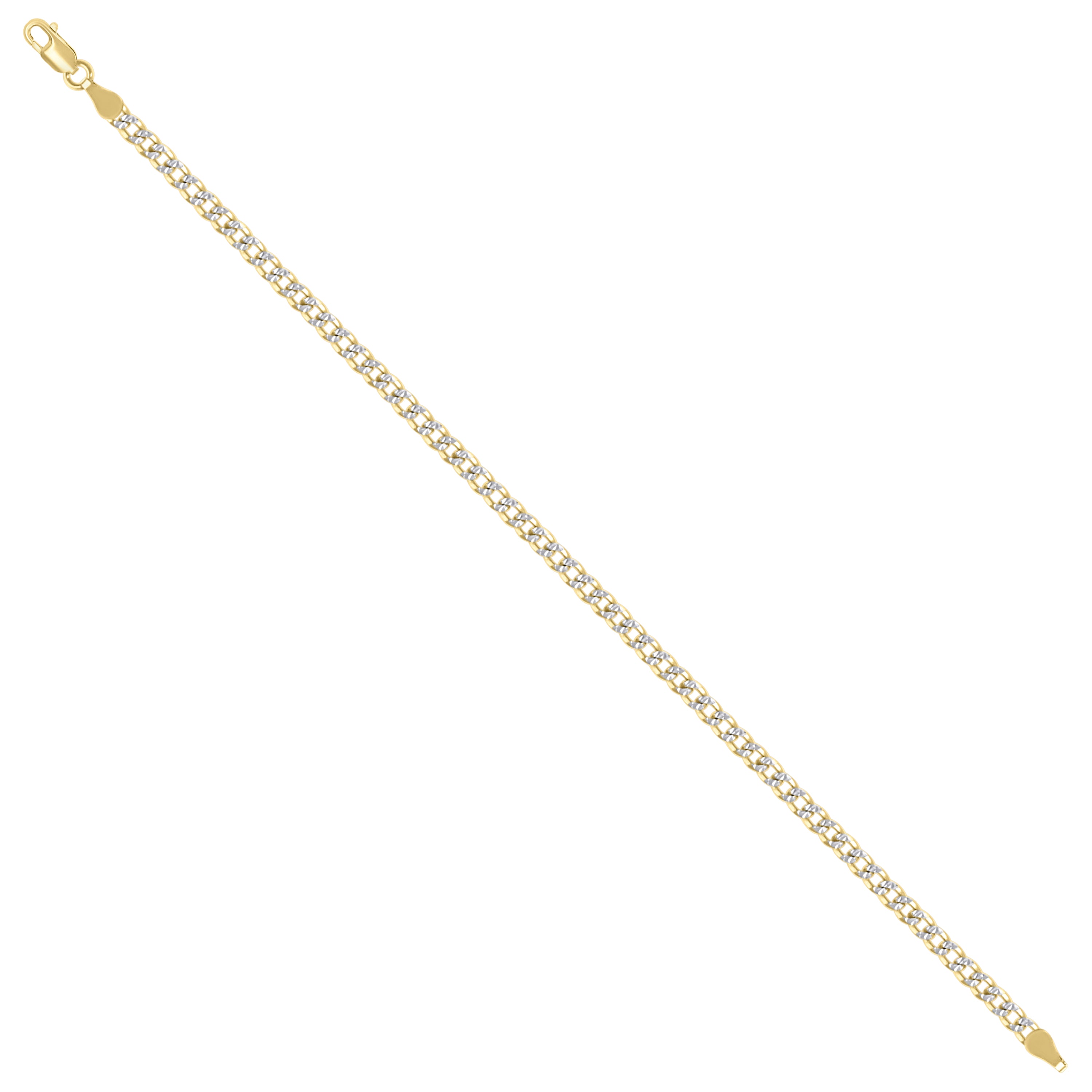 925 Sterling Silver Solid Super Flat Cuban Chain Two-tone 080 2.8mm