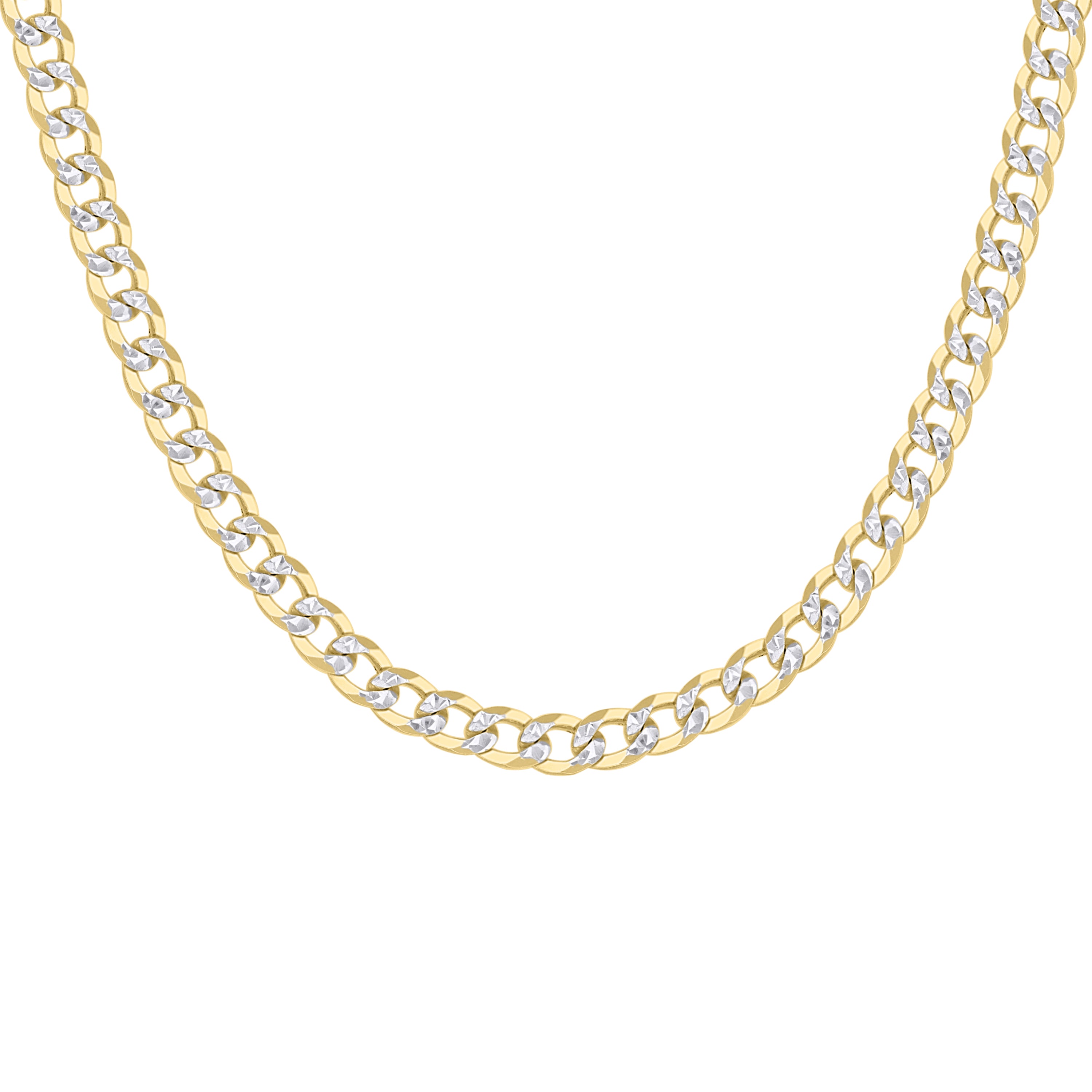 925 Sterling Silver Solid Super Flat Cuban Chain Two-tone 080 2.8mm
