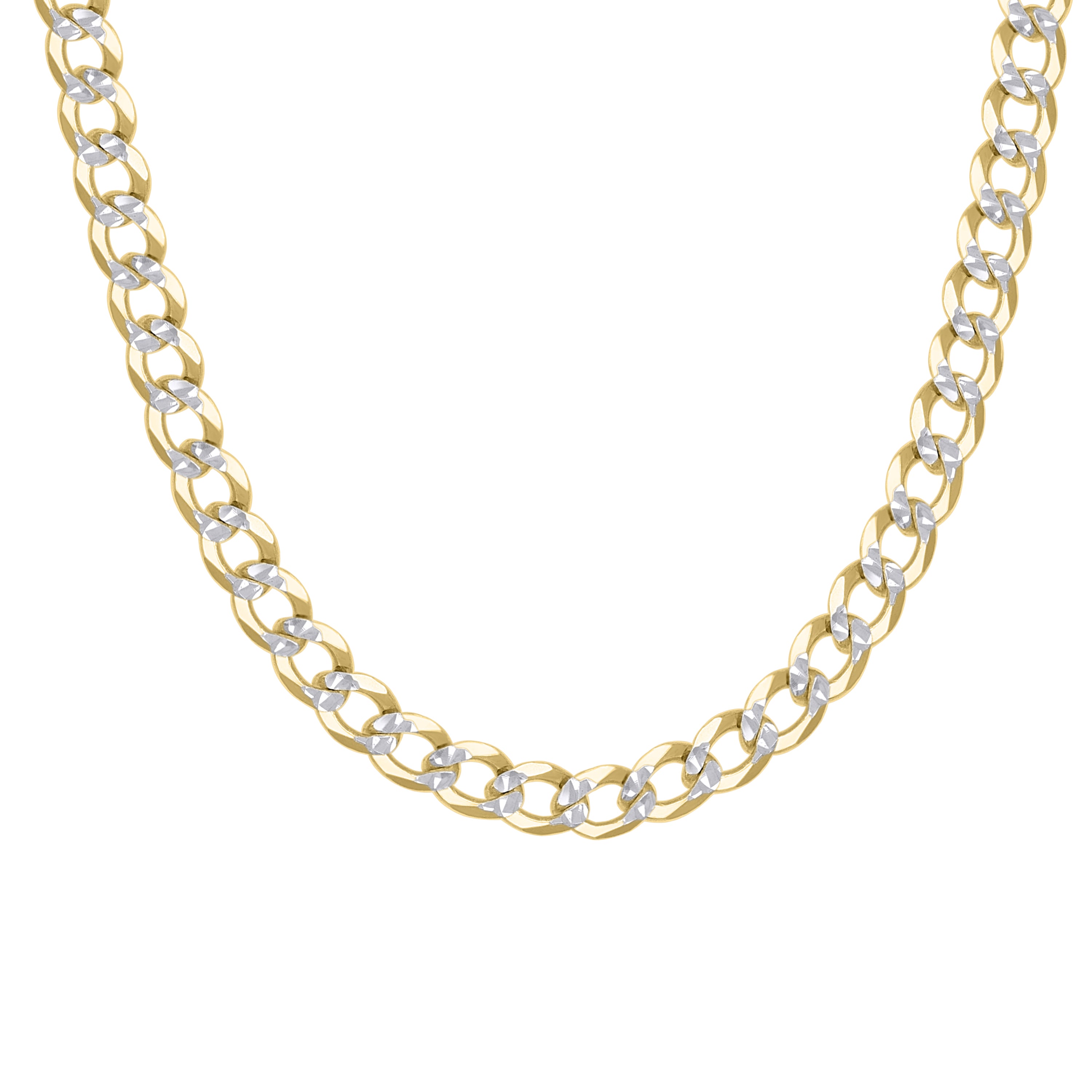 925 Sterling Silver Solid Super Flat Cuban Chain Two-tone 080 2.8mm