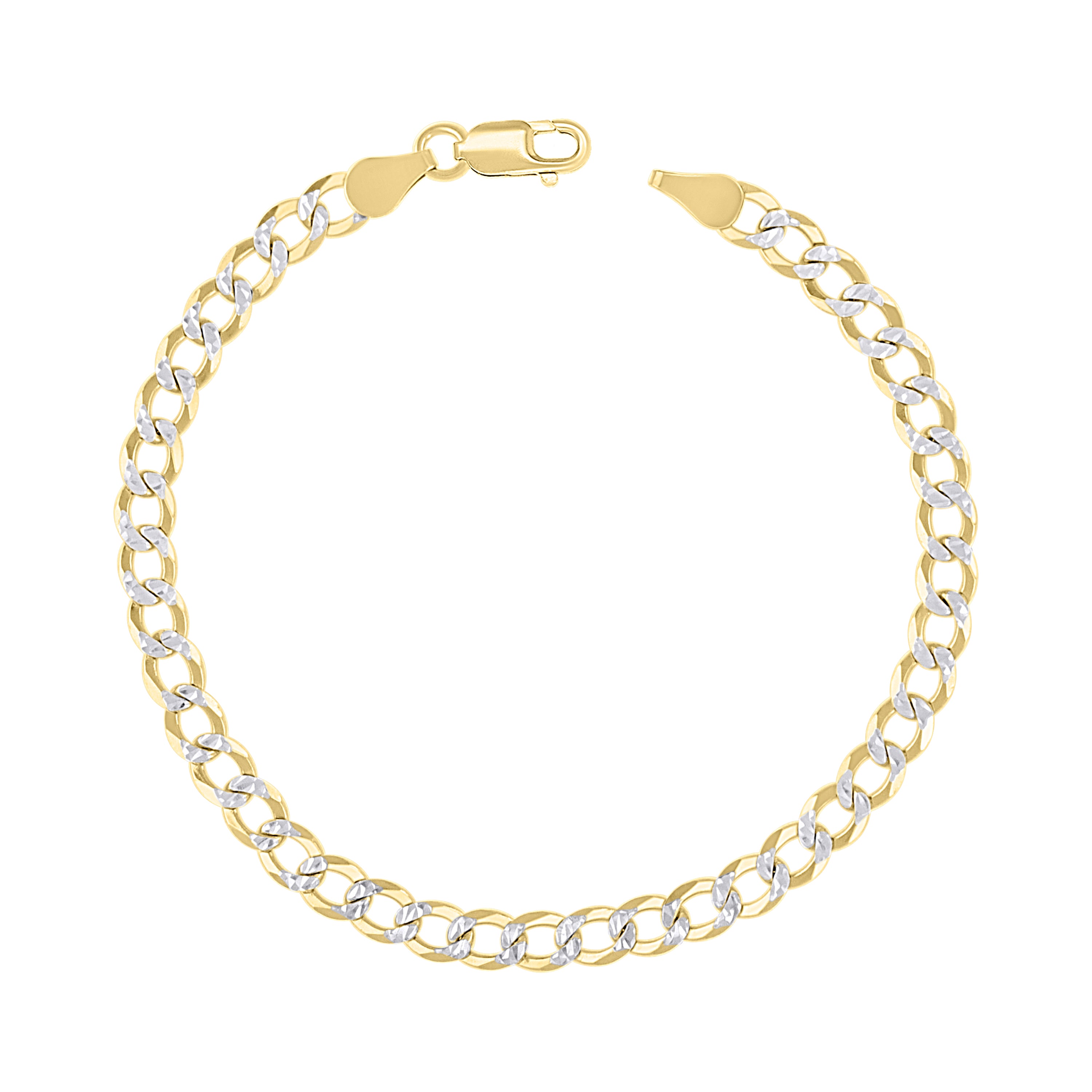 925 Sterling Silver Solid Super Flat Cuban Chain Two-tone 080 2.8mm