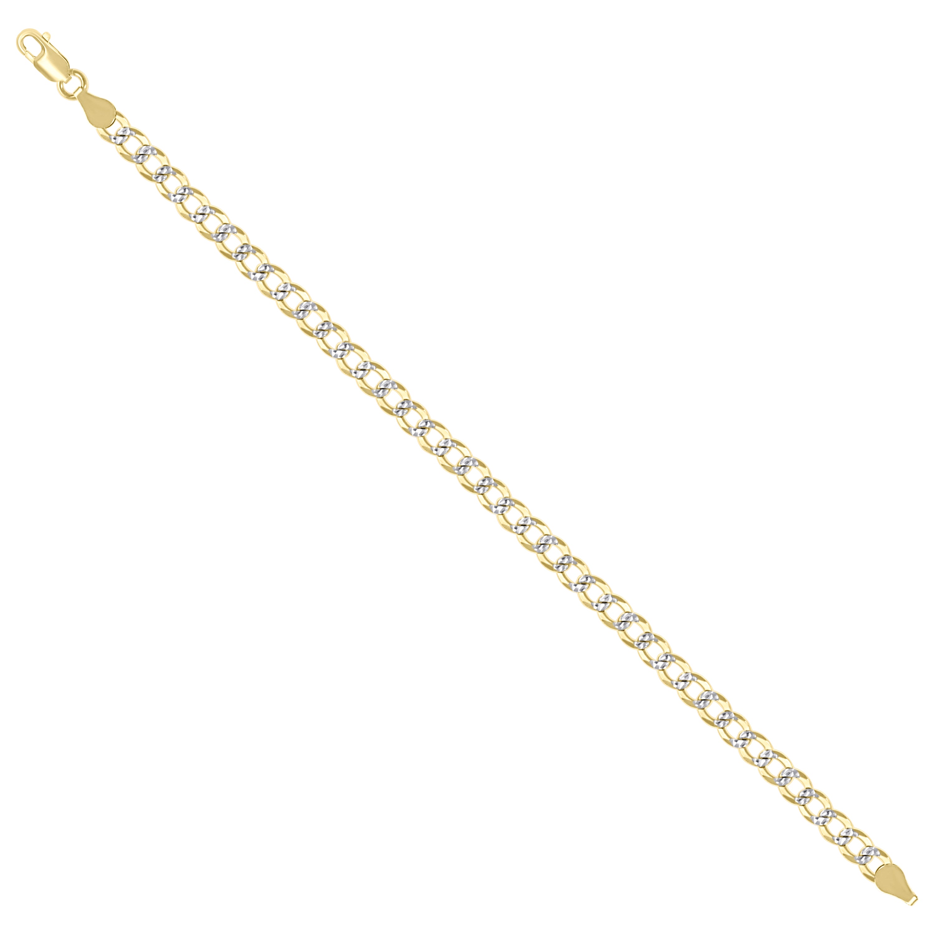925 Sterling Silver Solid Super Flat Cuban Chain Two-tone 080 2.8mm