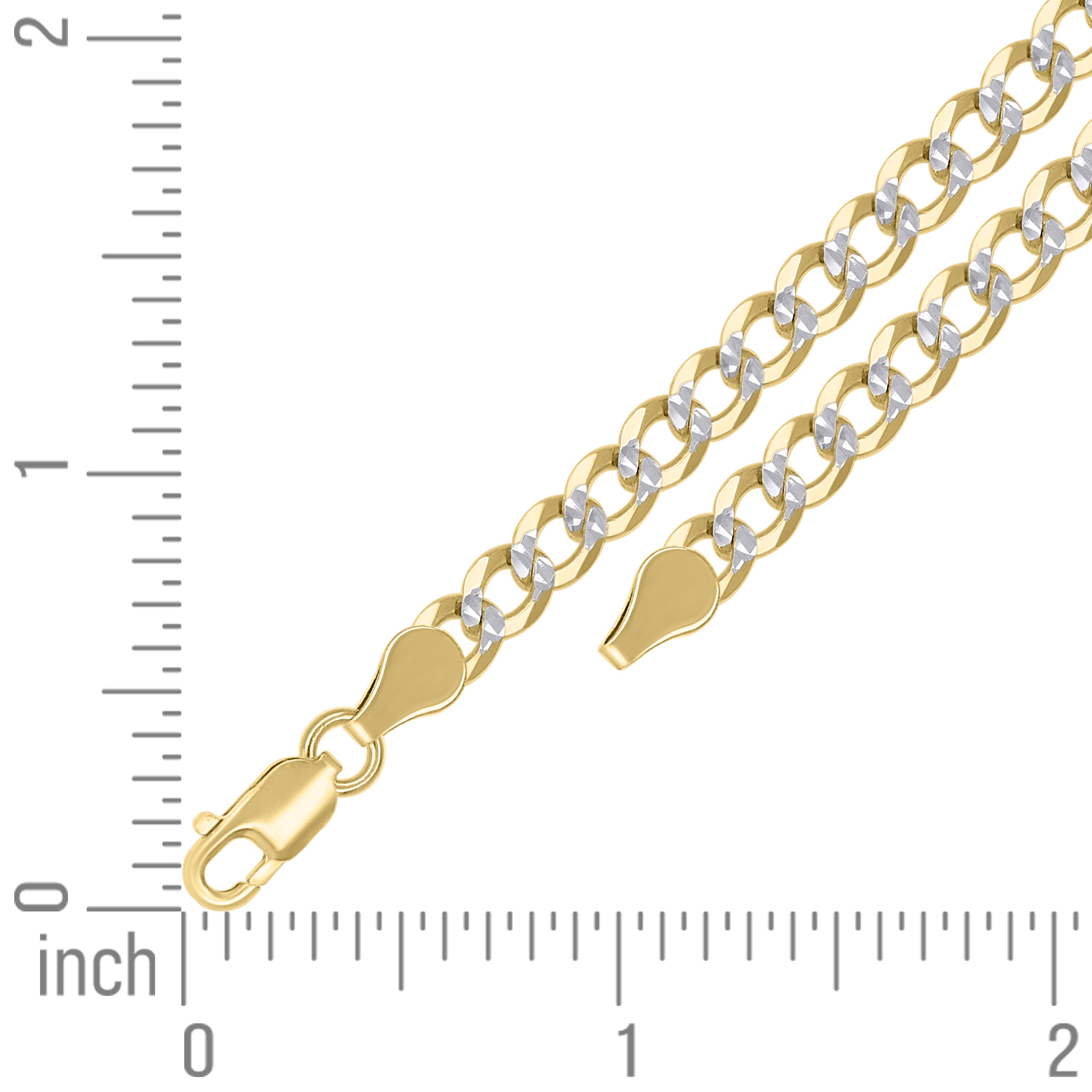925 Sterling Silver Solid Super Flat Cuban Chain Two-tone 080 2.8mm