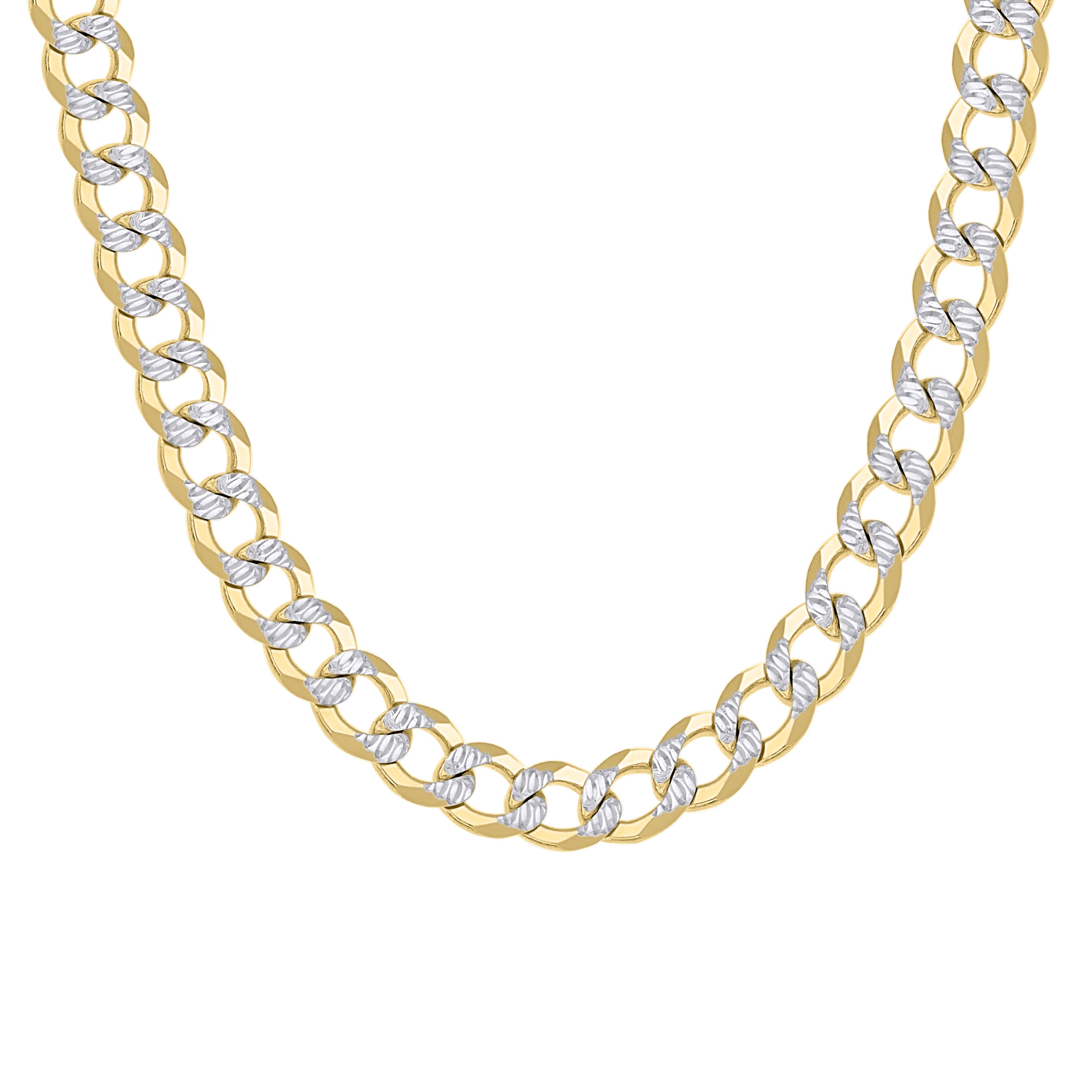 925 Sterling Silver Solid Super Flat Cuban Chain Two-tone 080 2.8mm