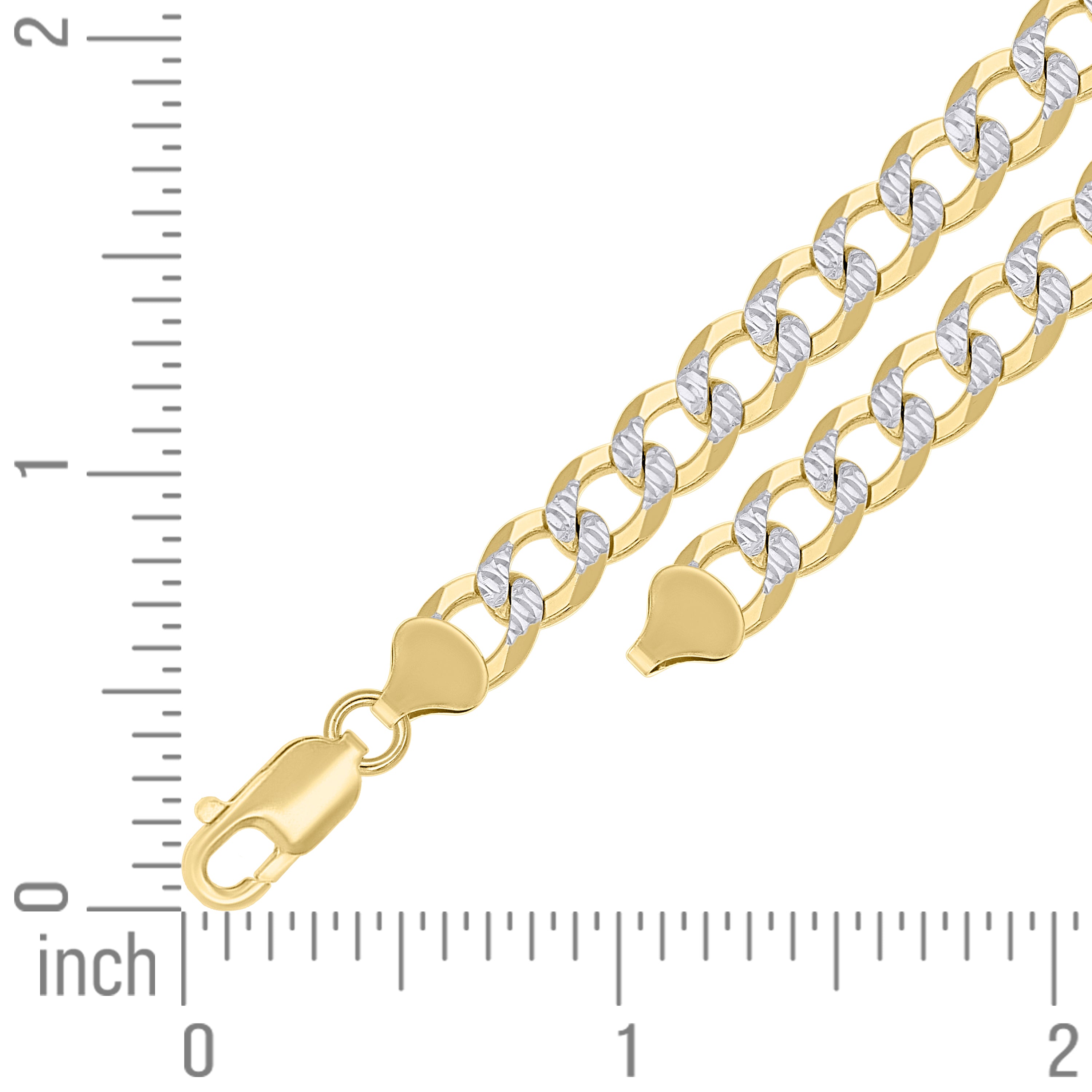 925 Sterling Silver Solid Super Flat Cuban Chain Two-tone 080 2.8mm