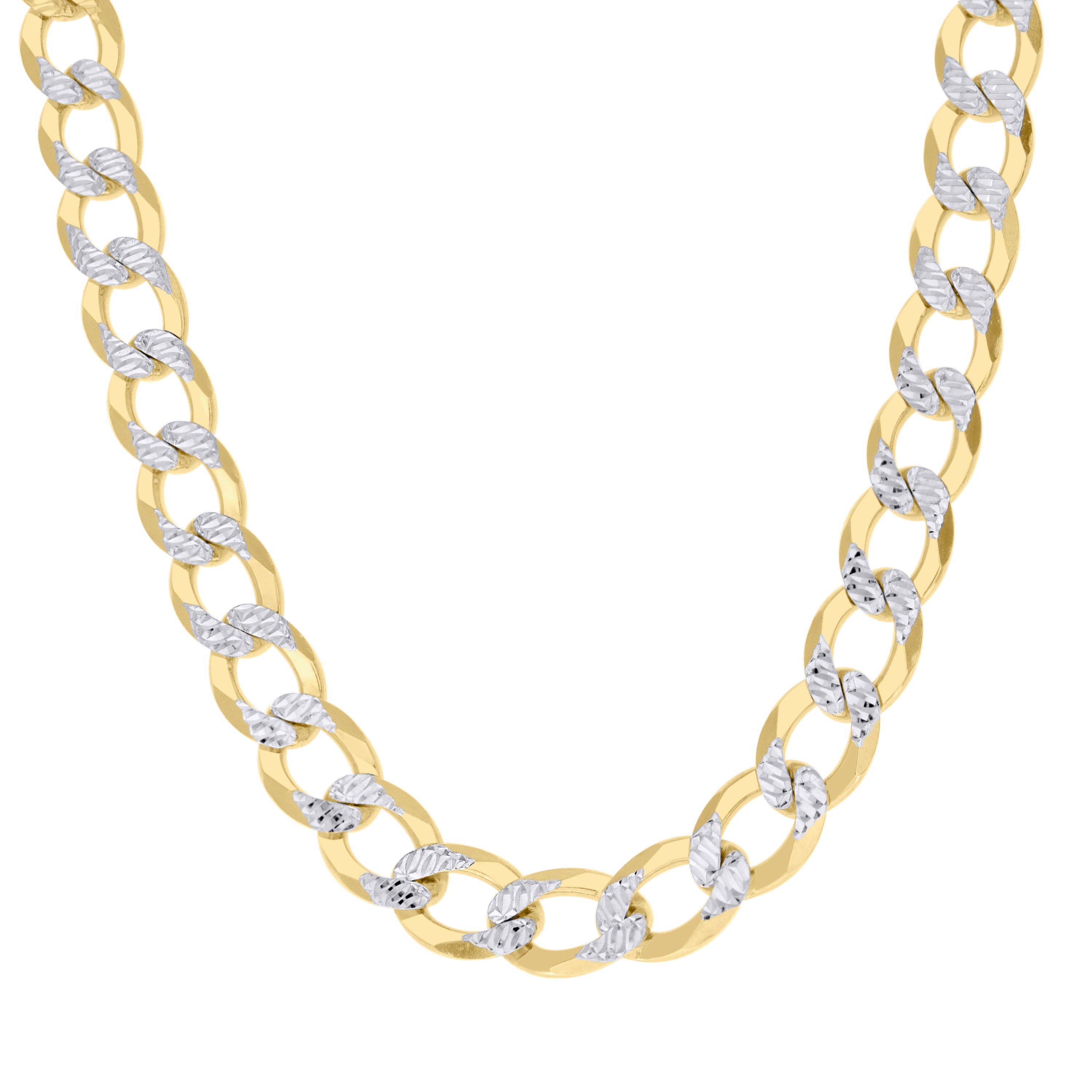 925 Sterling Silver Solid Super Flat Cuban Chain Two-tone 080 2.8mm