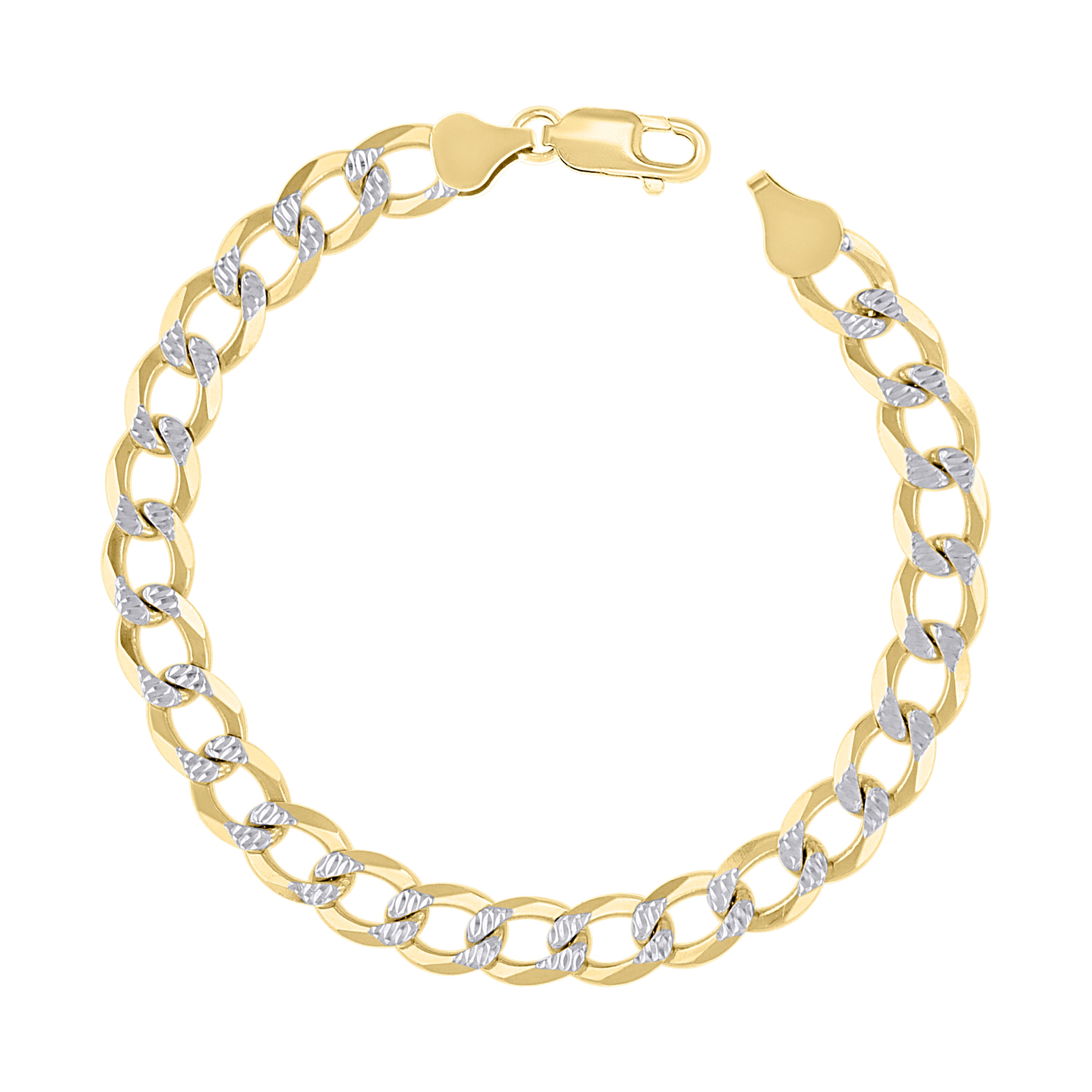 925 Sterling Silver Solid Super Flat Cuban Chain Two-tone 080 2.8mm