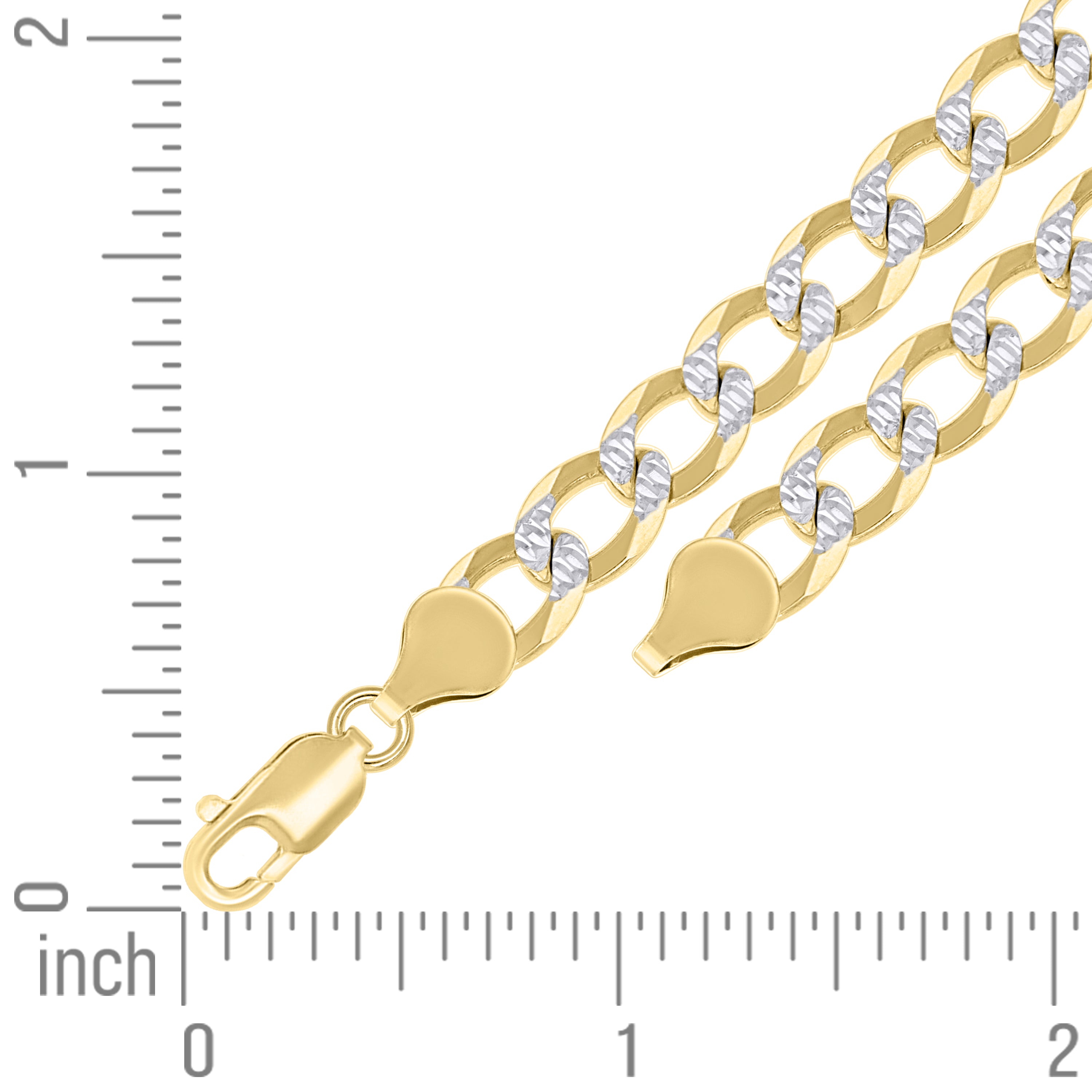 925 Sterling Silver Solid Super Flat Cuban Chain Two-tone 080 2.8mm