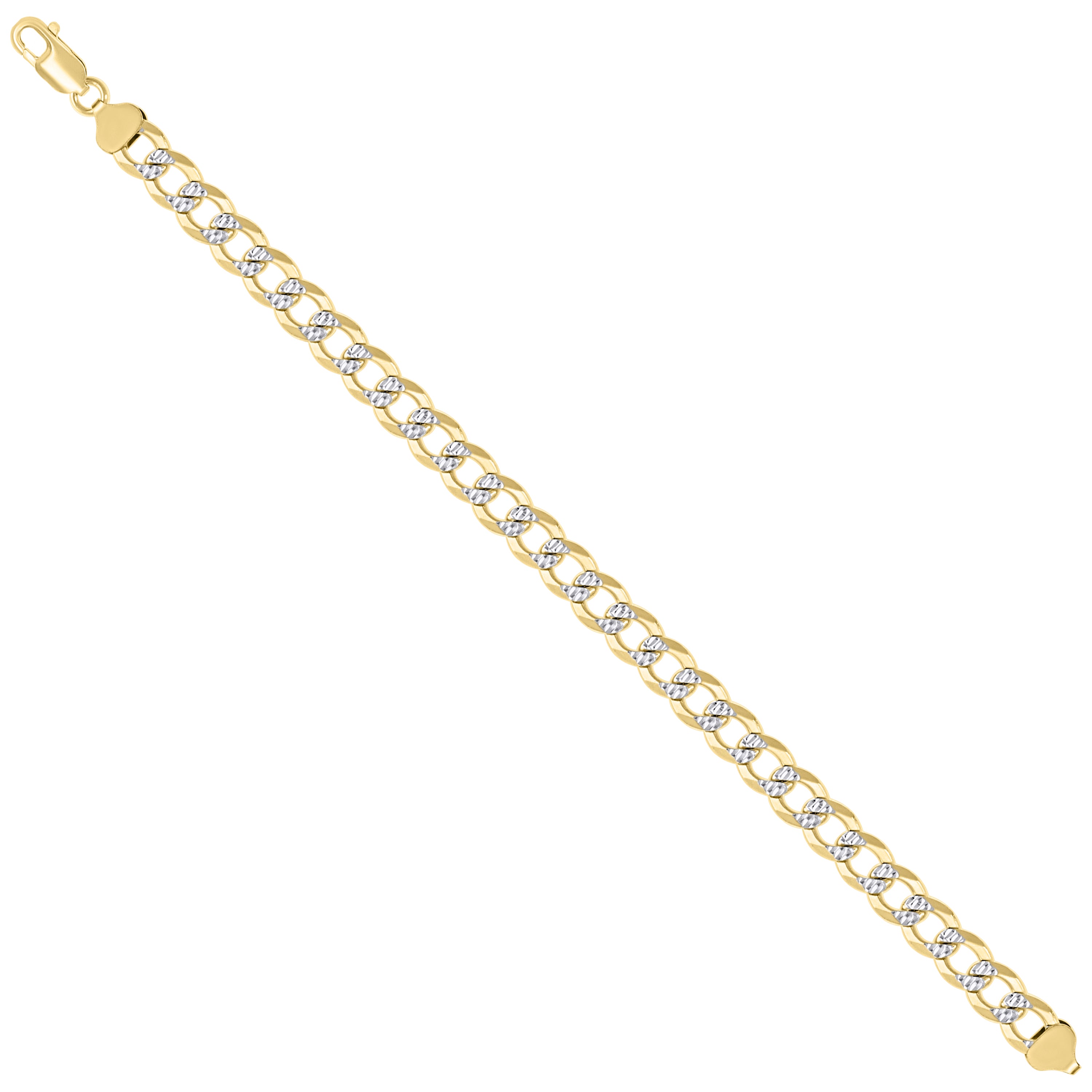 925 Sterling Silver Solid Super Flat Cuban Chain Two-tone 080 2.8mm