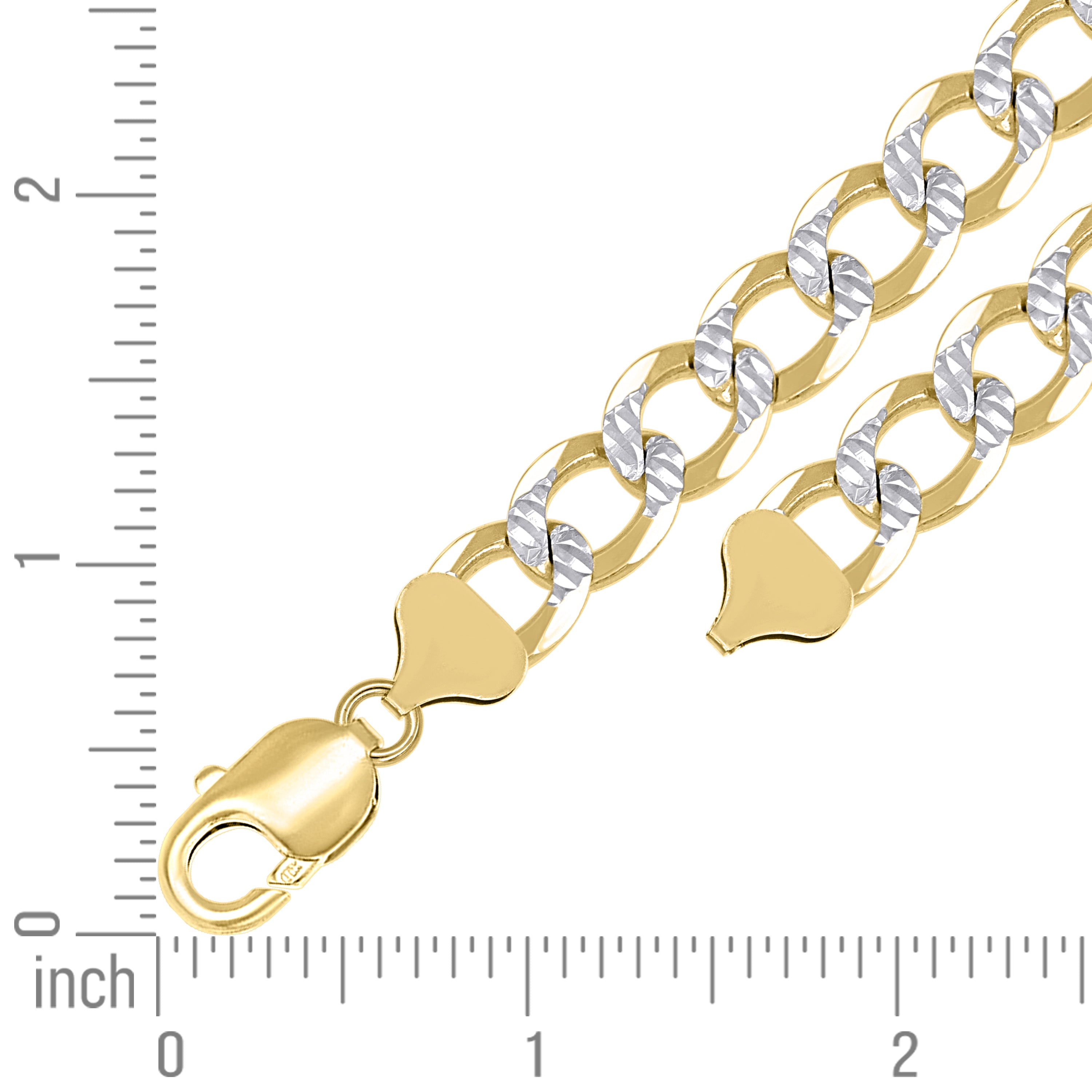 925 Sterling Silver Solid Super Flat Cuban Chain Two-tone 080 2.8mm