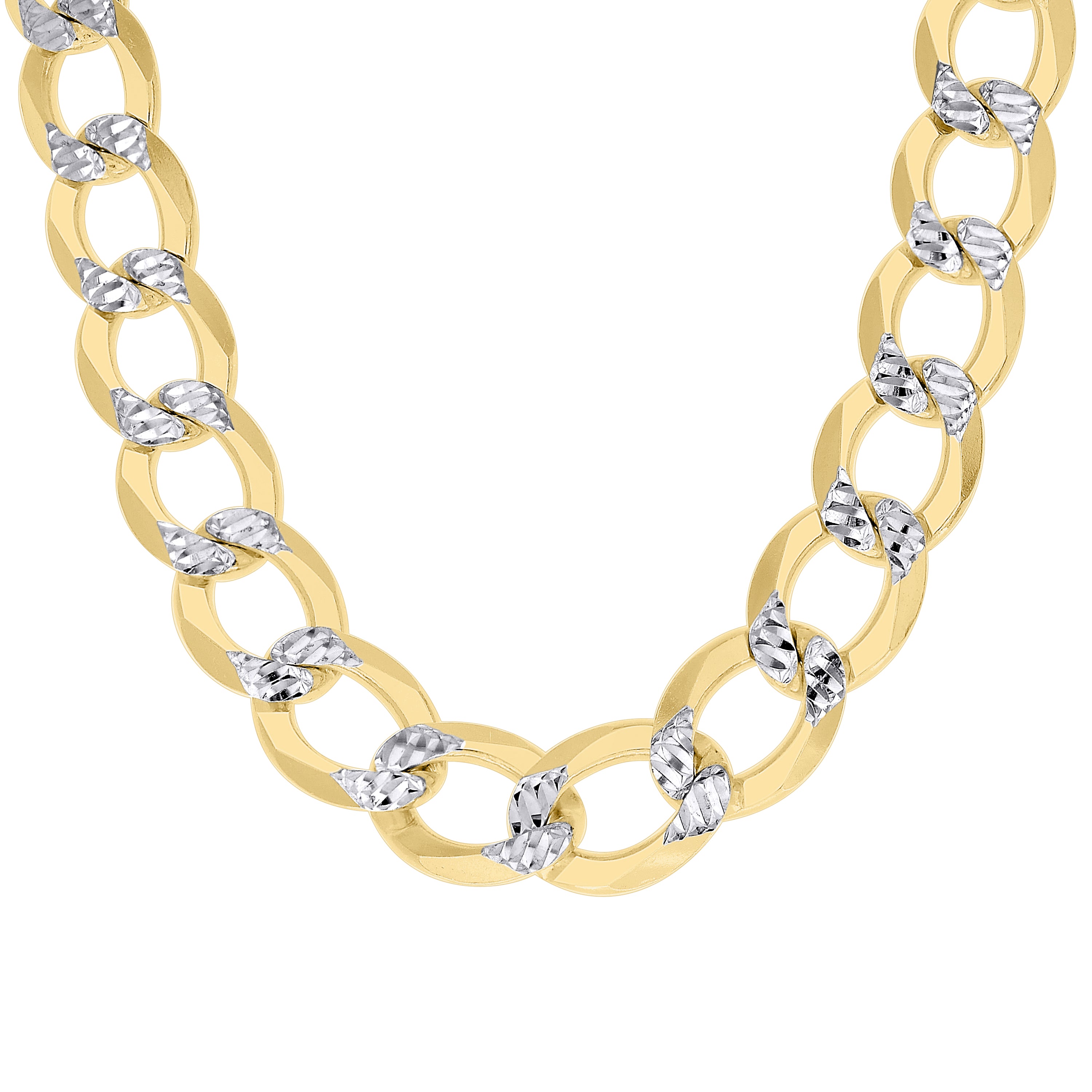 925 Sterling Silver Solid Super Flat Cuban Chain Two-tone 080 2.8mm