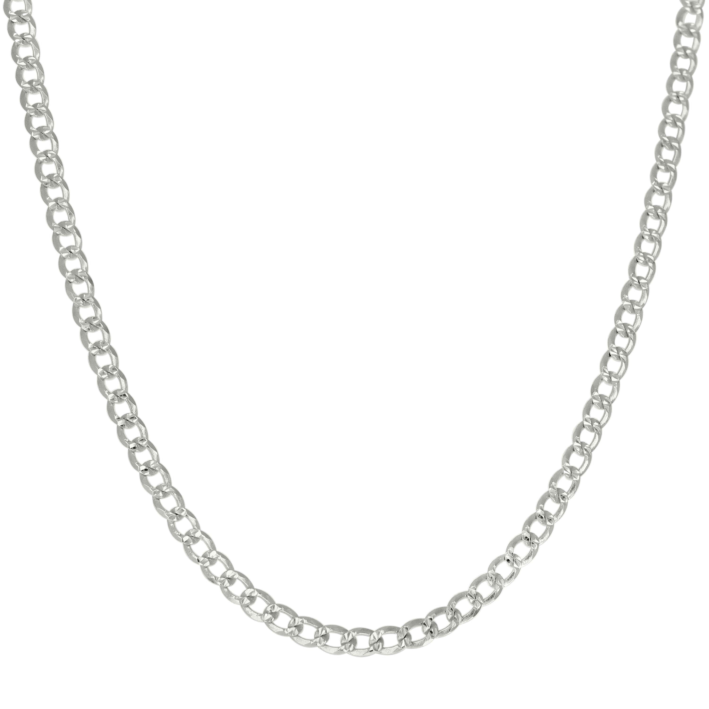 925 Sterling Silver Solid Pave Super Flat Cuban Chain Silver 080 3mm