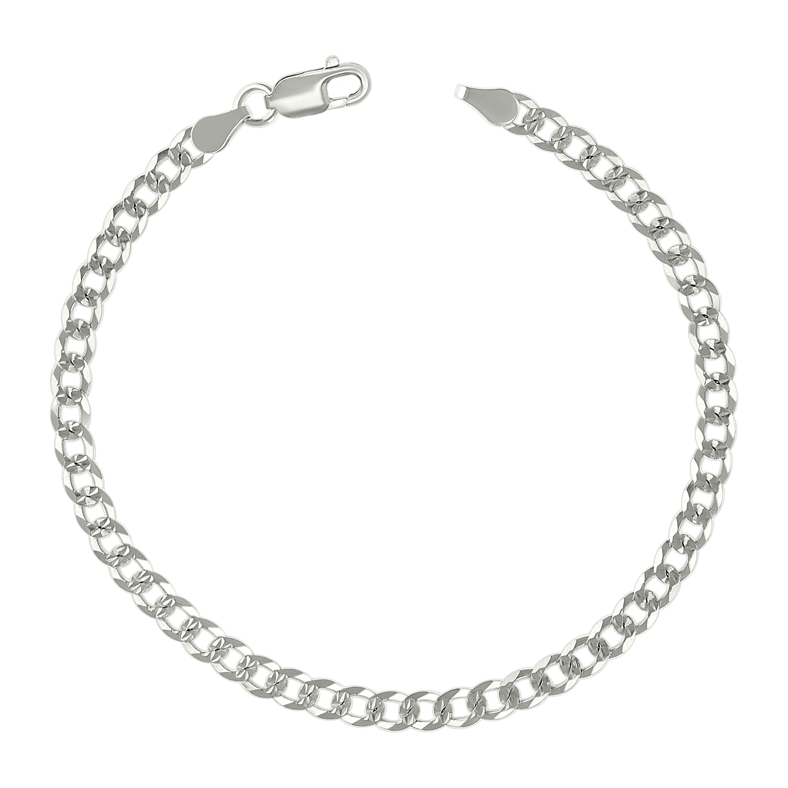 925 Sterling Silver Solid Pave Super Flat Cuban Chain Silver 080 3mm